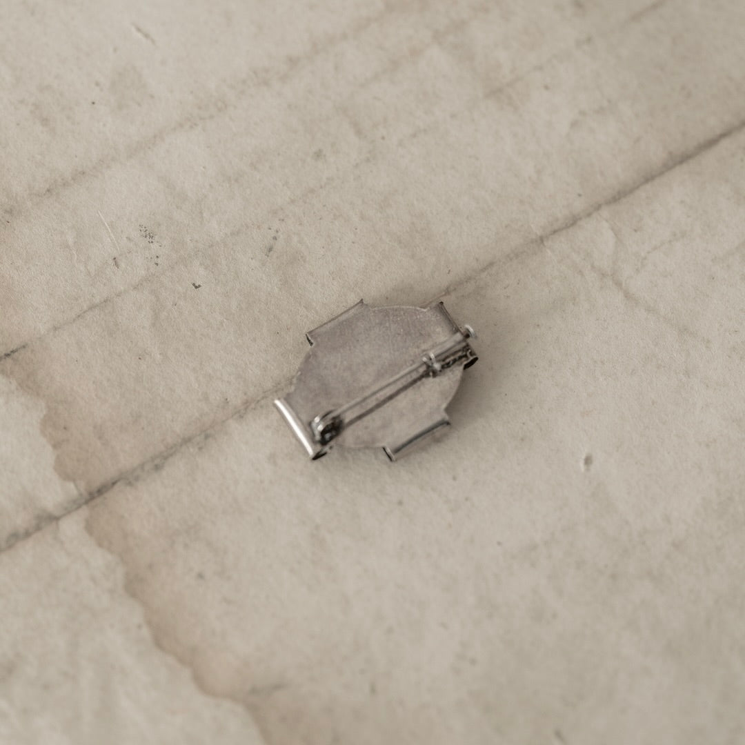 Monotone Flower Silver Tone Brooch