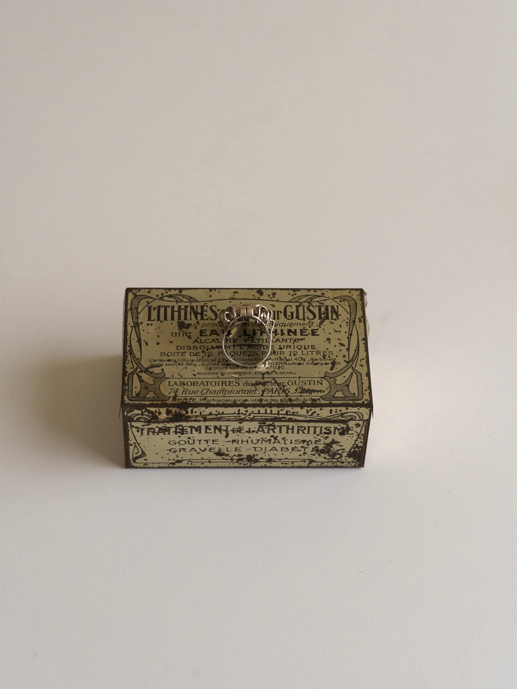 Art Nouveau / Art Deco Transitional design Green Jasper et Silver Ring