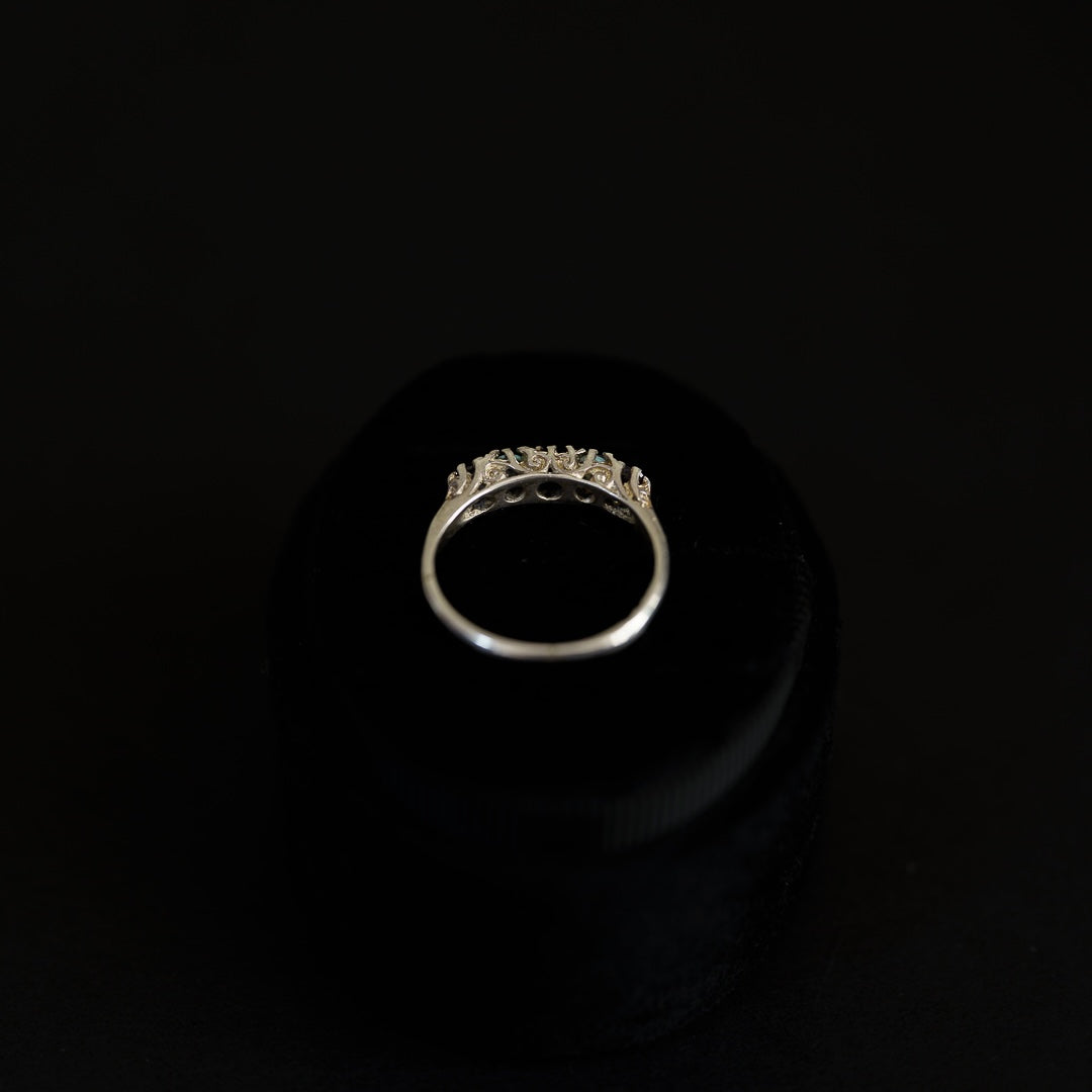 C.1970- Red Garnet et Opal Silver Ring