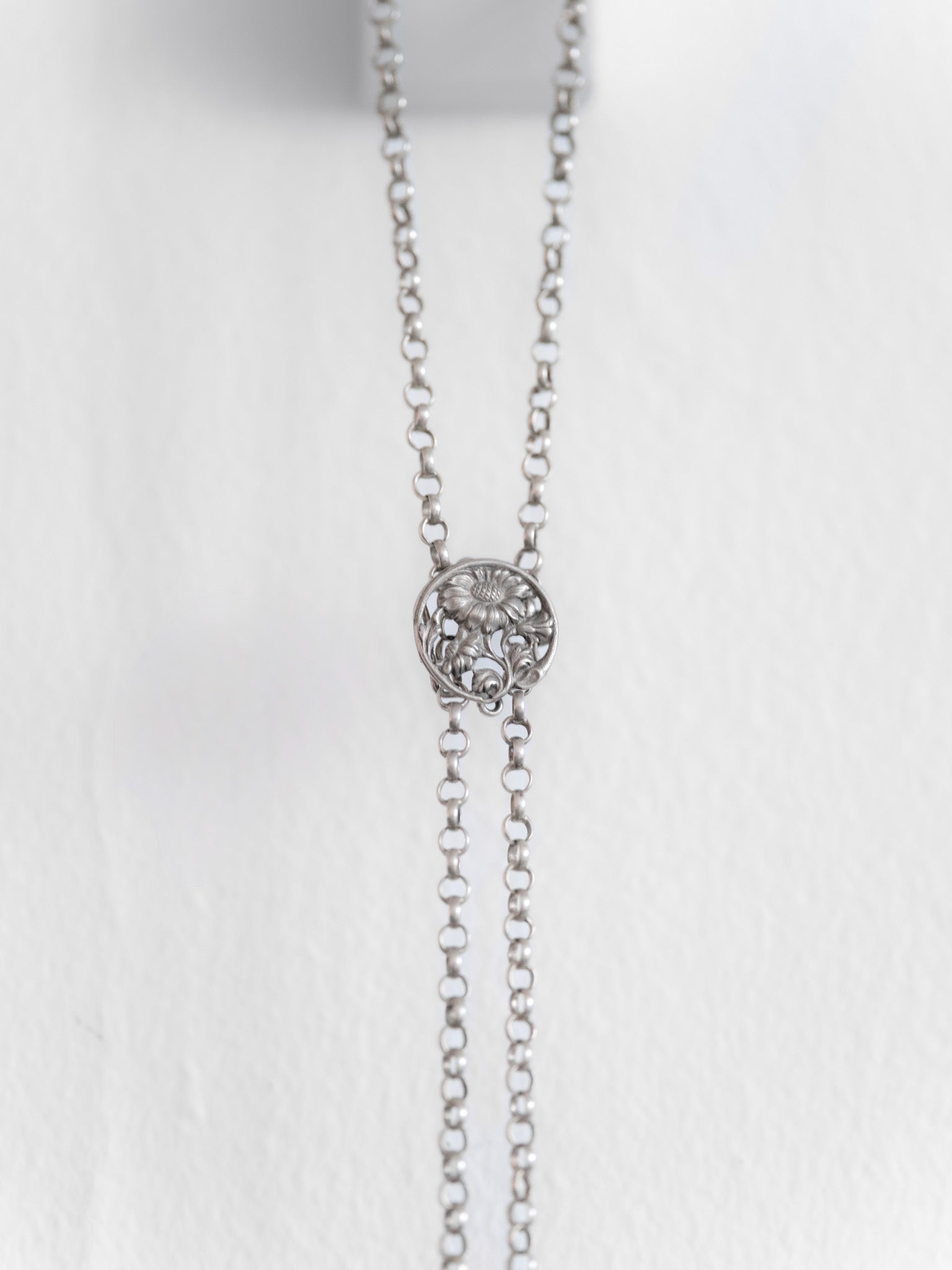 C.1900-1930|Silver Floral Lariat Necklace