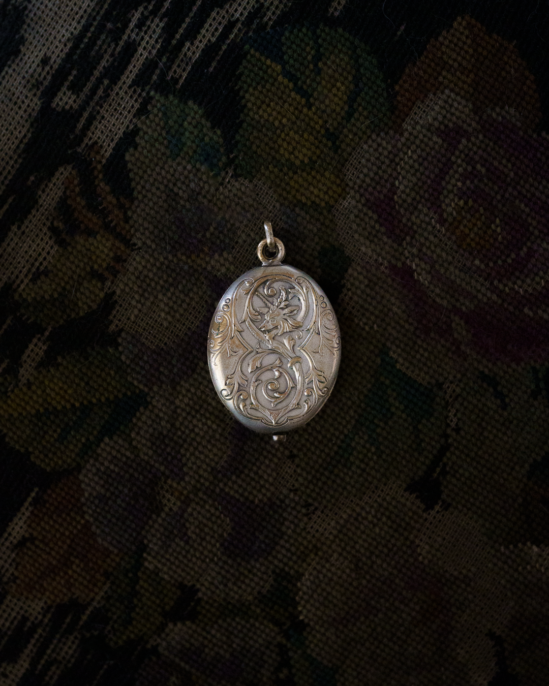 C.1900 Silver Locket Pendant with Mythical Beast Motif