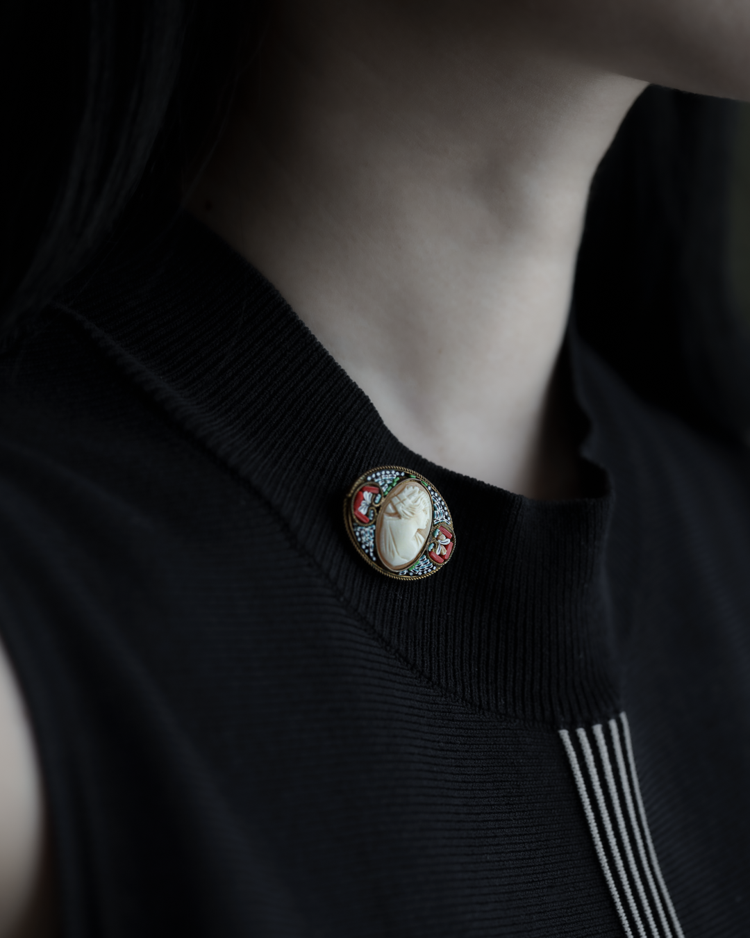 C.1900 Micro Mosaic & Shell Cameo Brooch