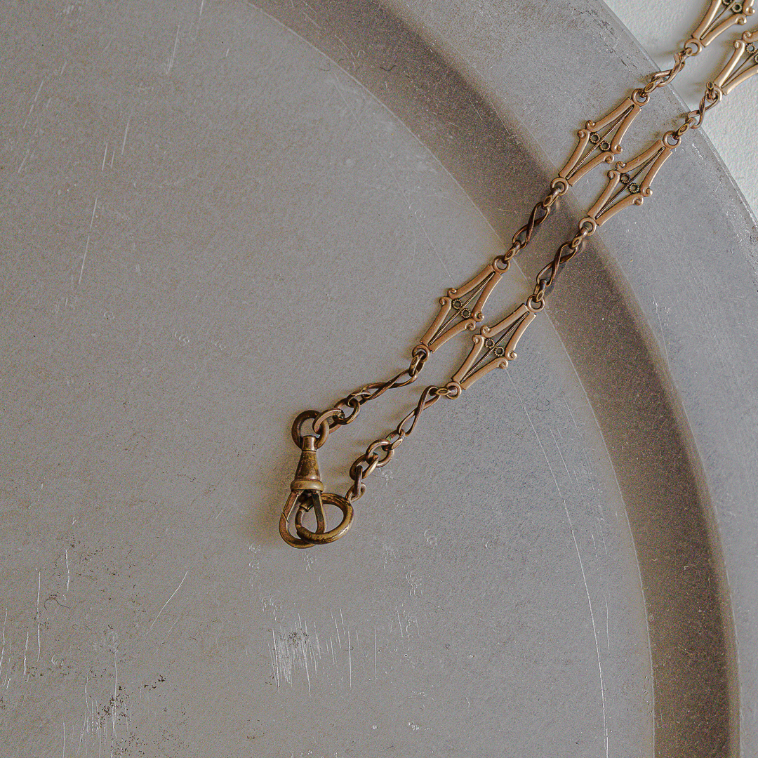 C.1900-1915|Art Nouveau Filigree Link Albert Chain