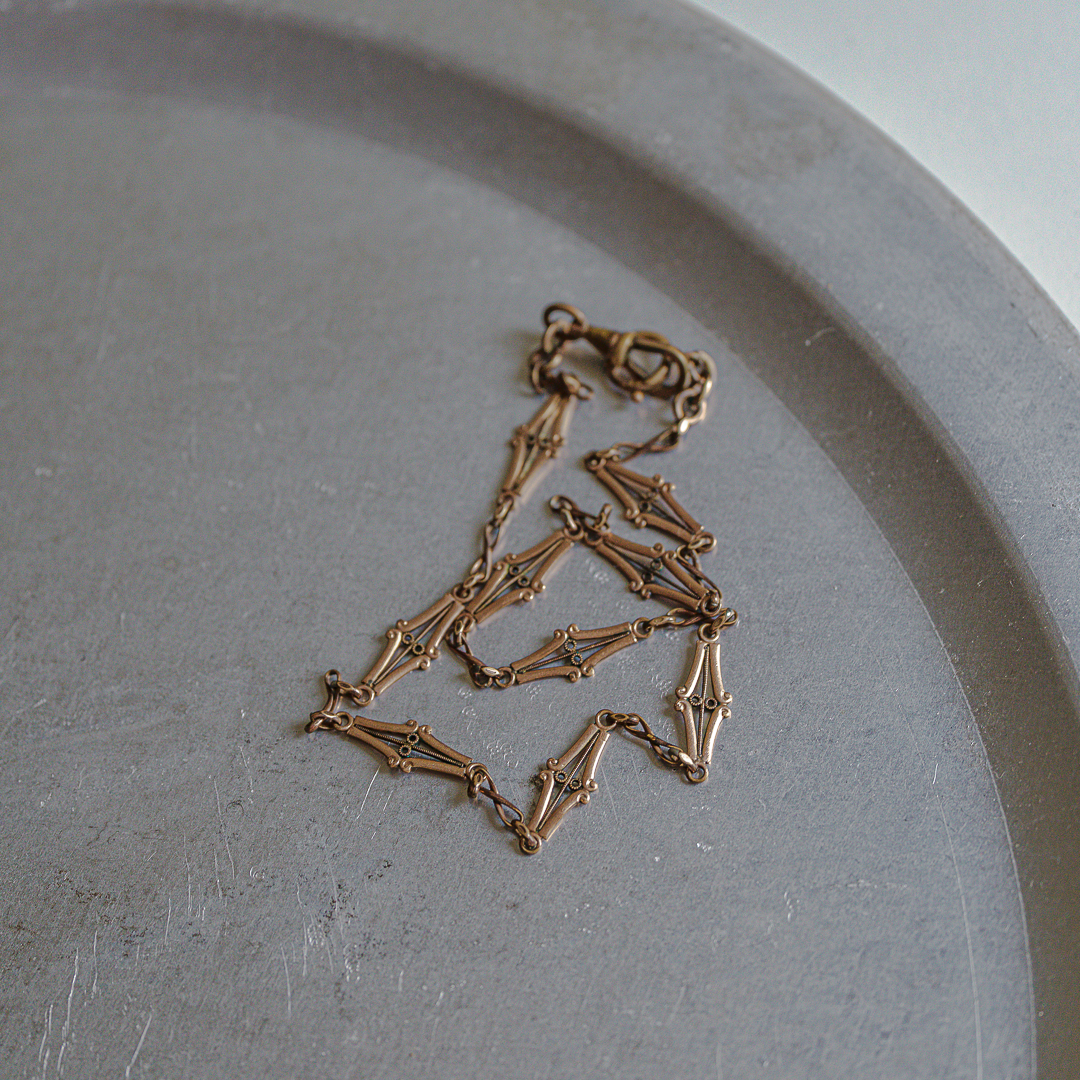 C.1900-1915|Art Nouveau Filigree Link Albert Chain