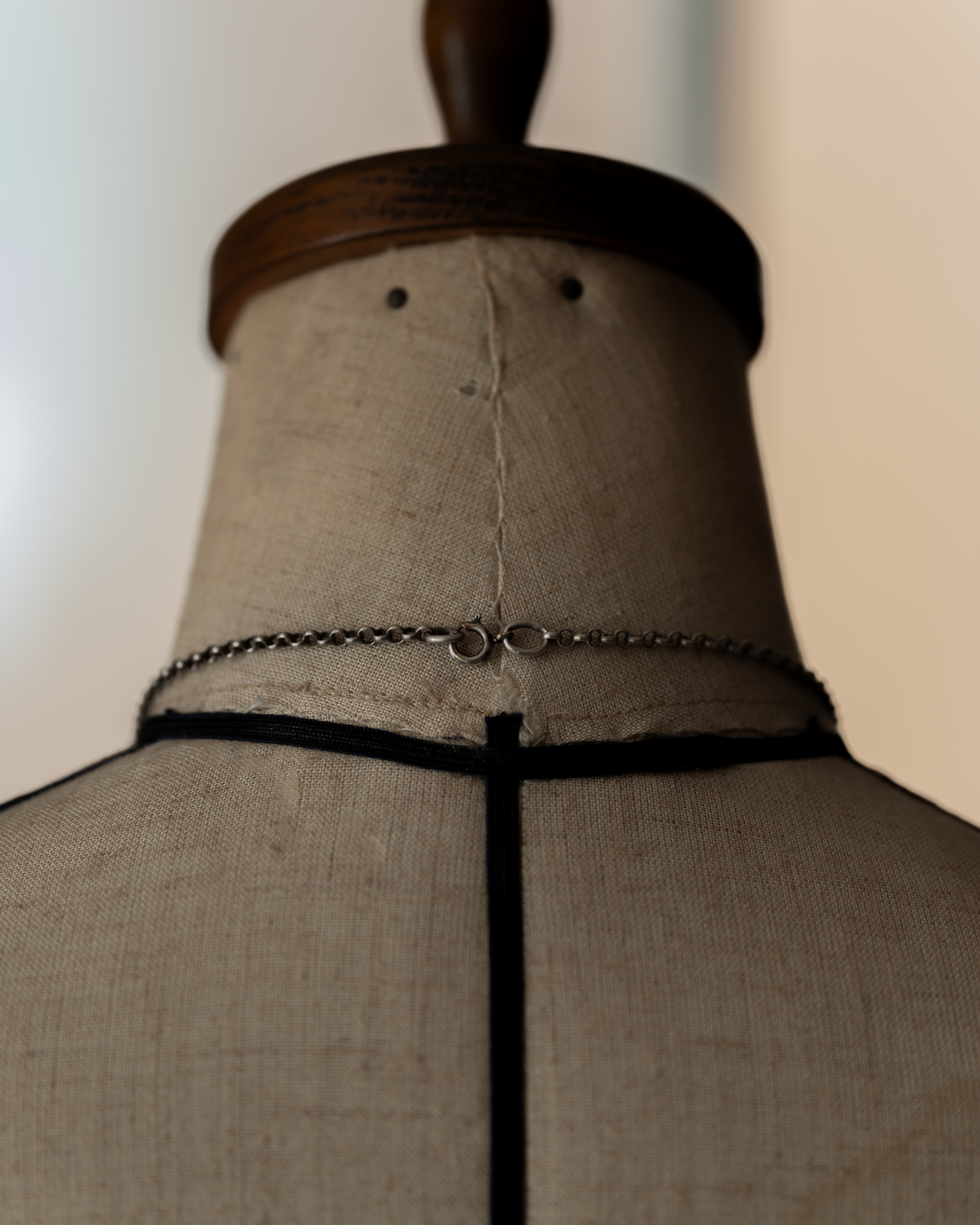 C.1900 Blue Marble Stone Silver Monogram Necklace