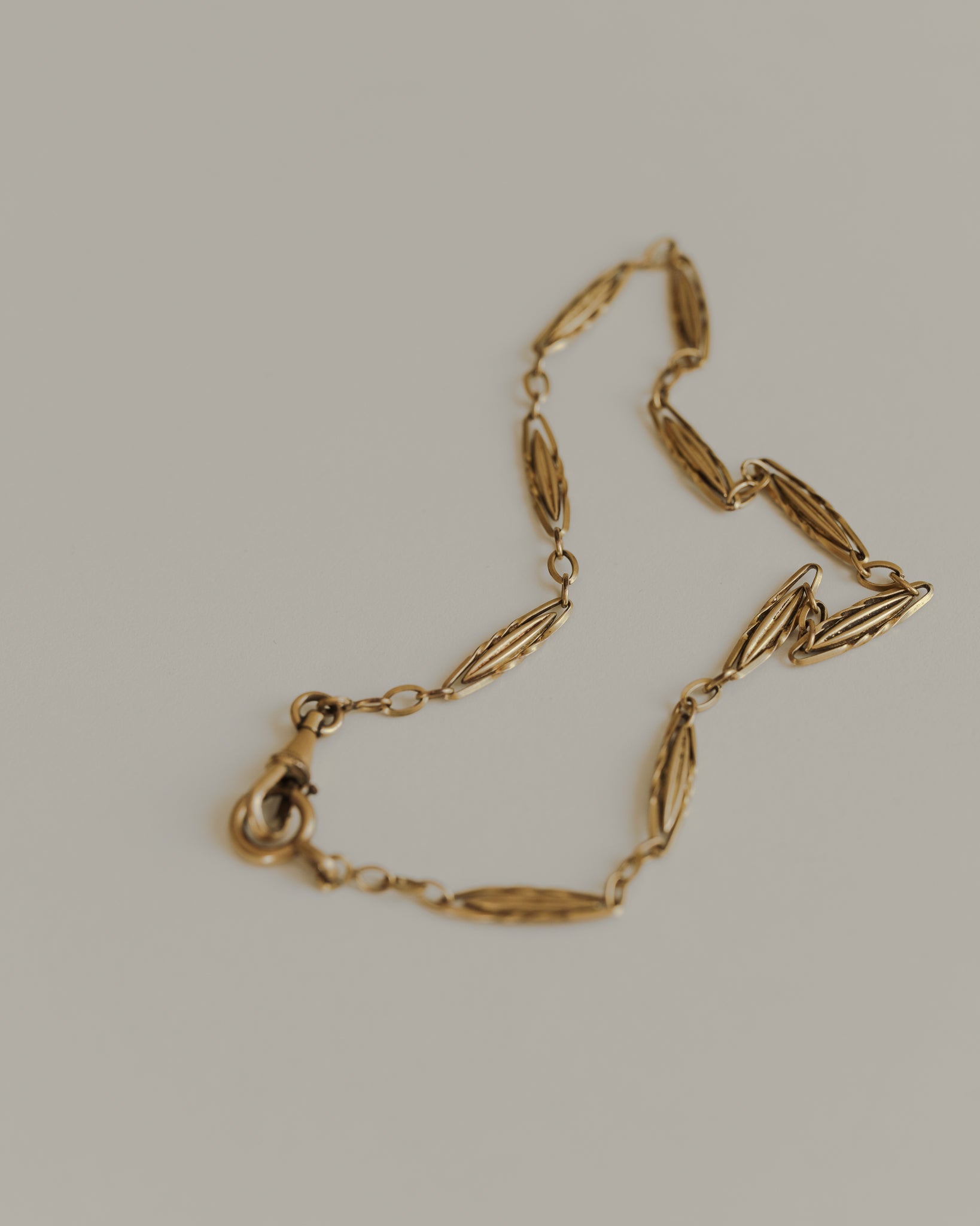 C.1910-1930|Leaf Motif Navette-Link Chain