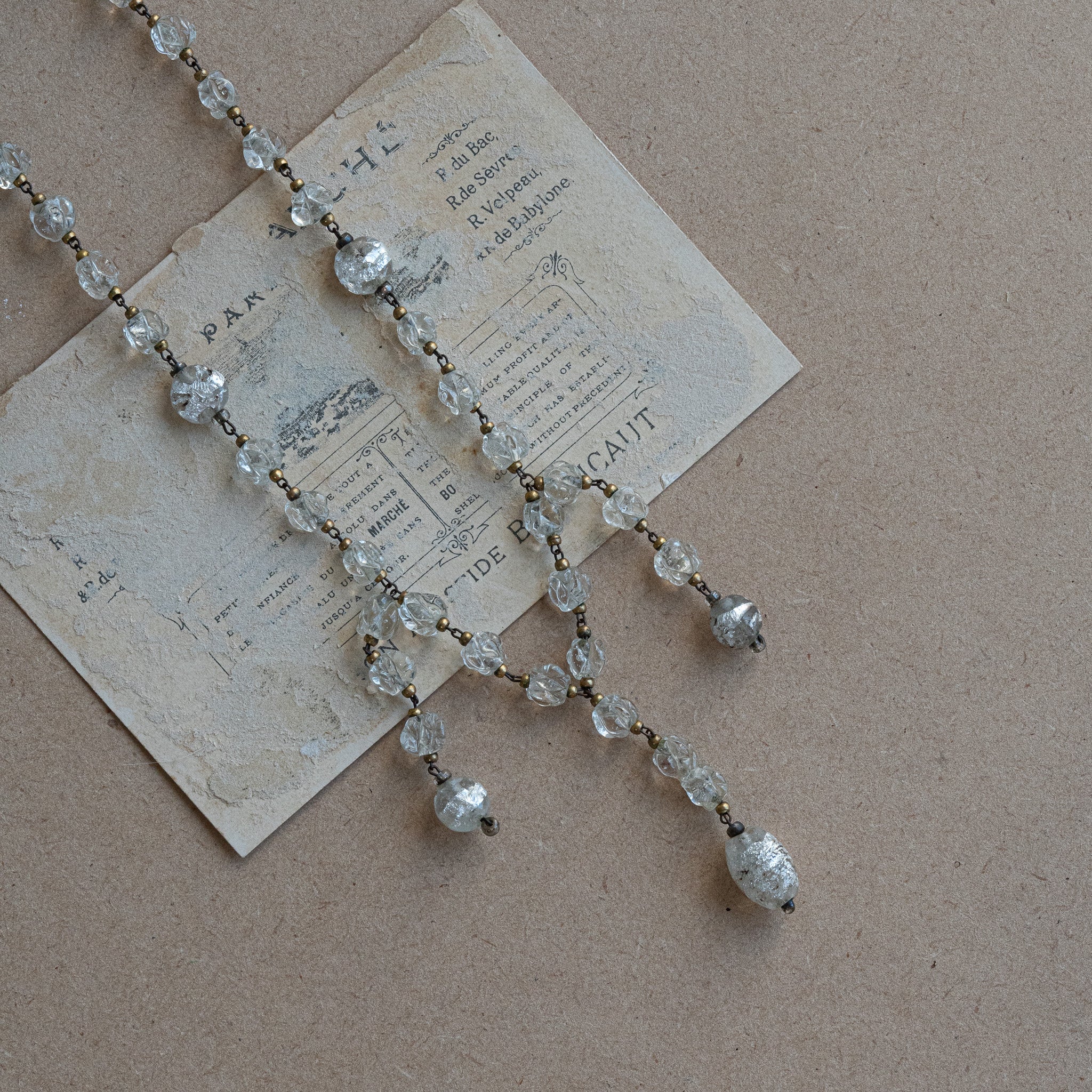 Rose Bud Clear Glass Necklace