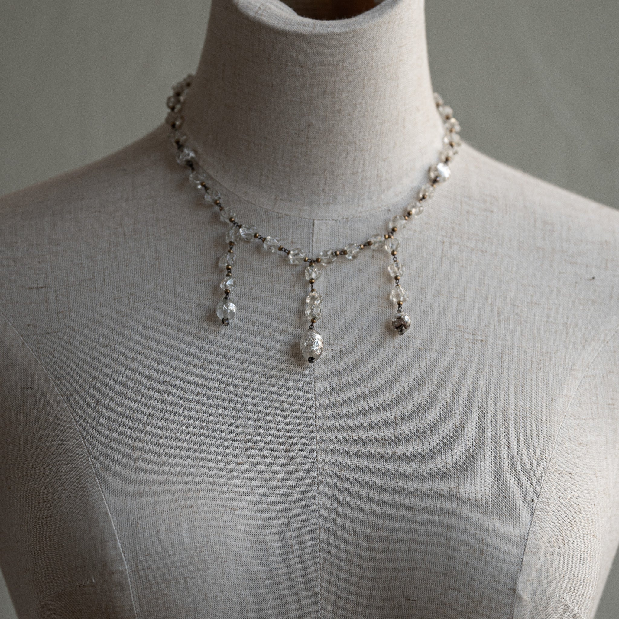 Rose Bud Clear Glass Necklace