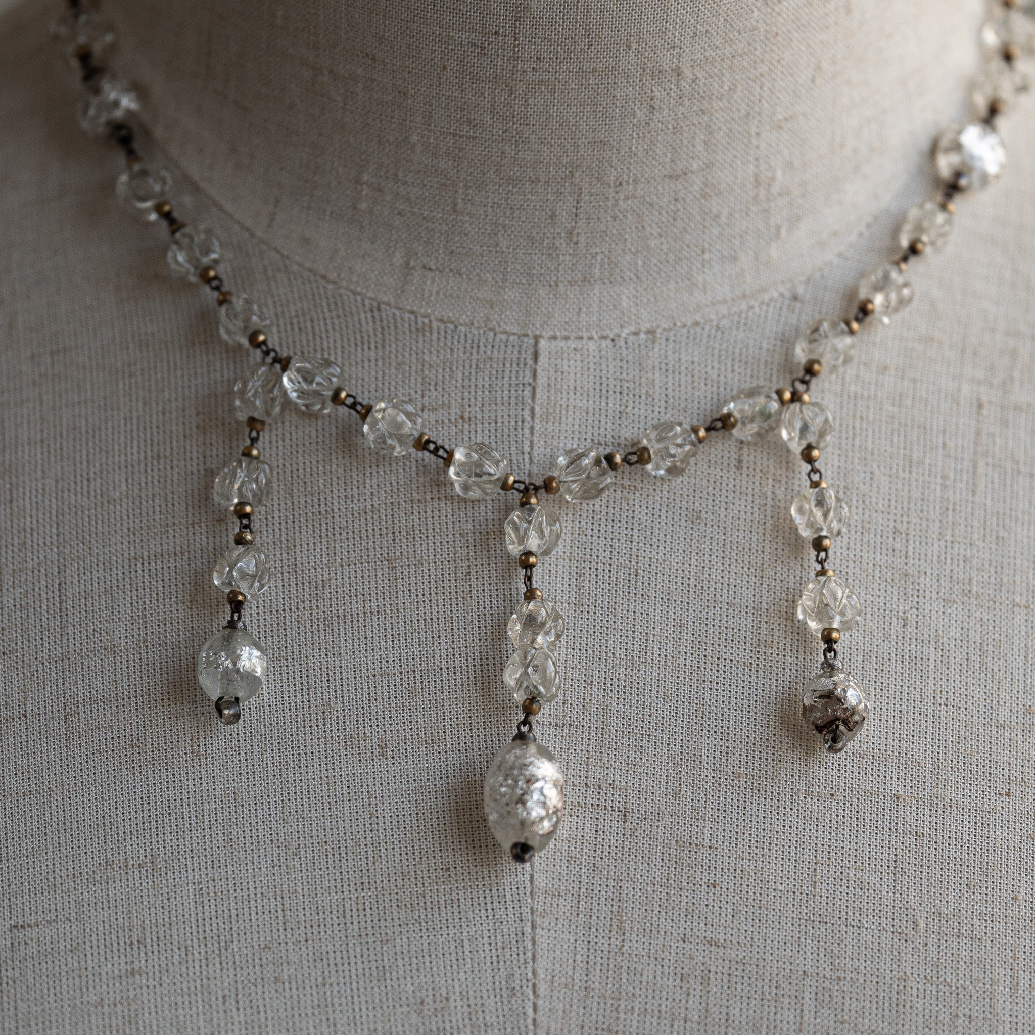 Rose Bud Clear Glass Necklace