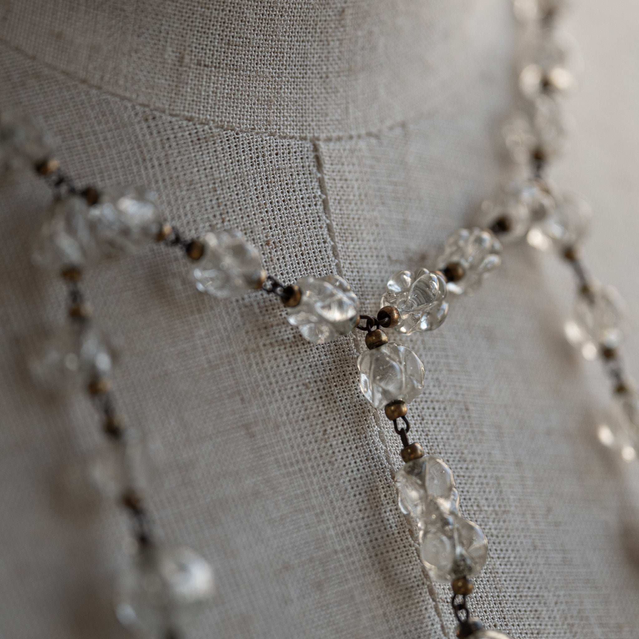 Rose Bud Clear Glass Necklace