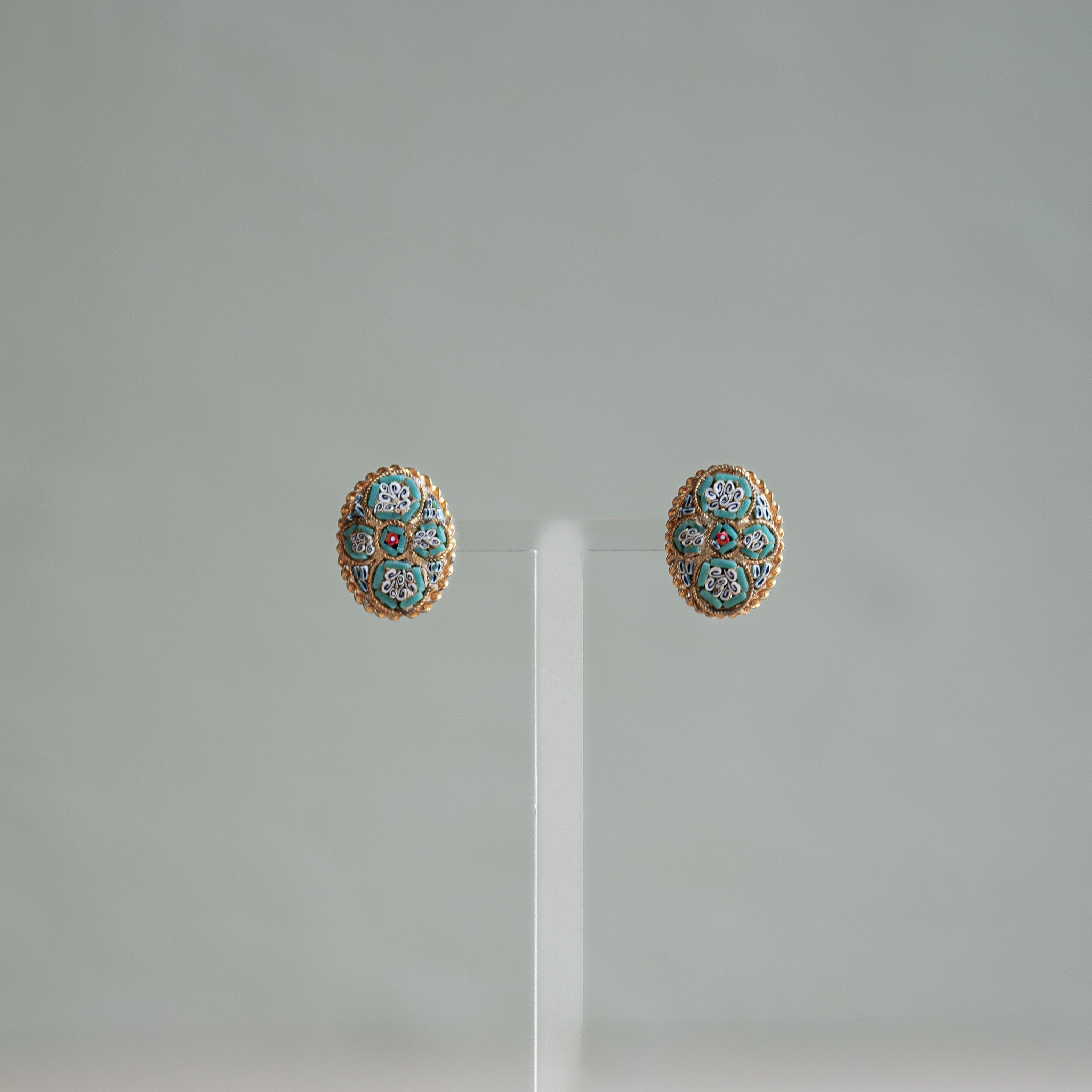 Micro Mosaic Water Lily Earrings