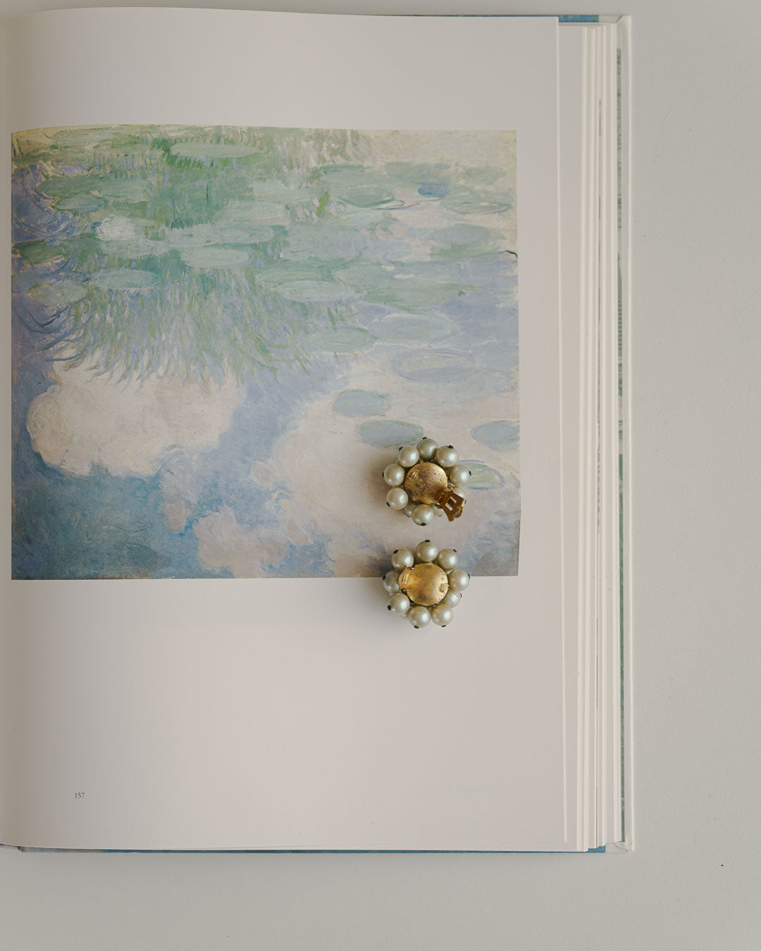 C.1940-|Blue Moon|Iridescent Pearl Cluster Earrings