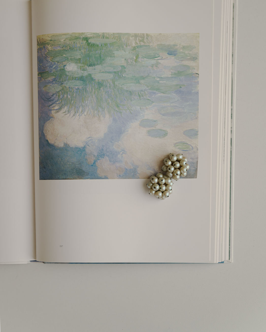 C.1940-|Blue Moon|Iridescent Pearl Cluster Earrings