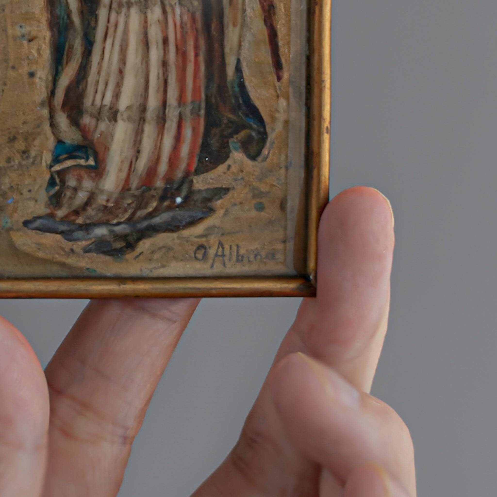 C.1880s|Angel Musicien Painting Pendant