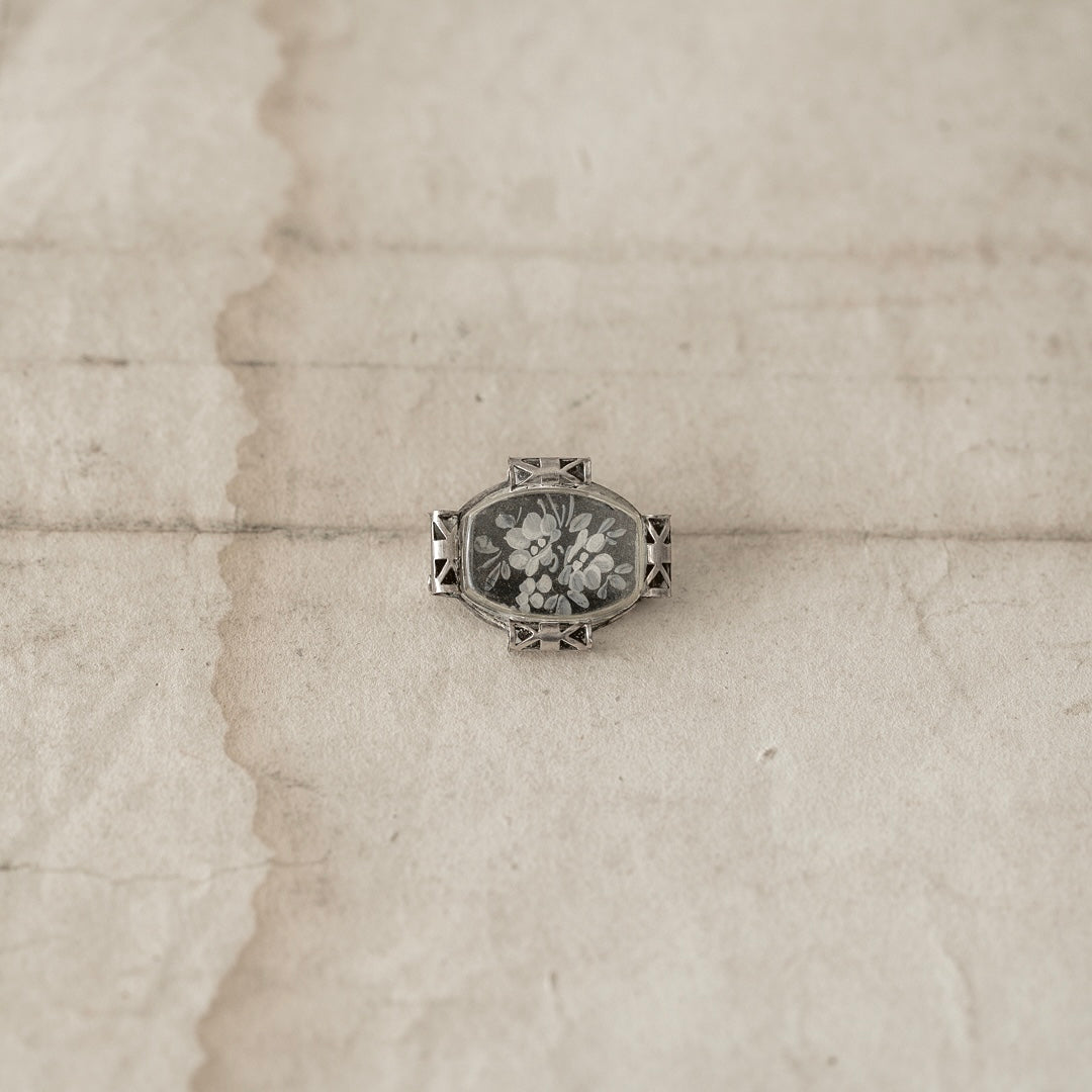 Monotone Flower Silver Tone Brooch