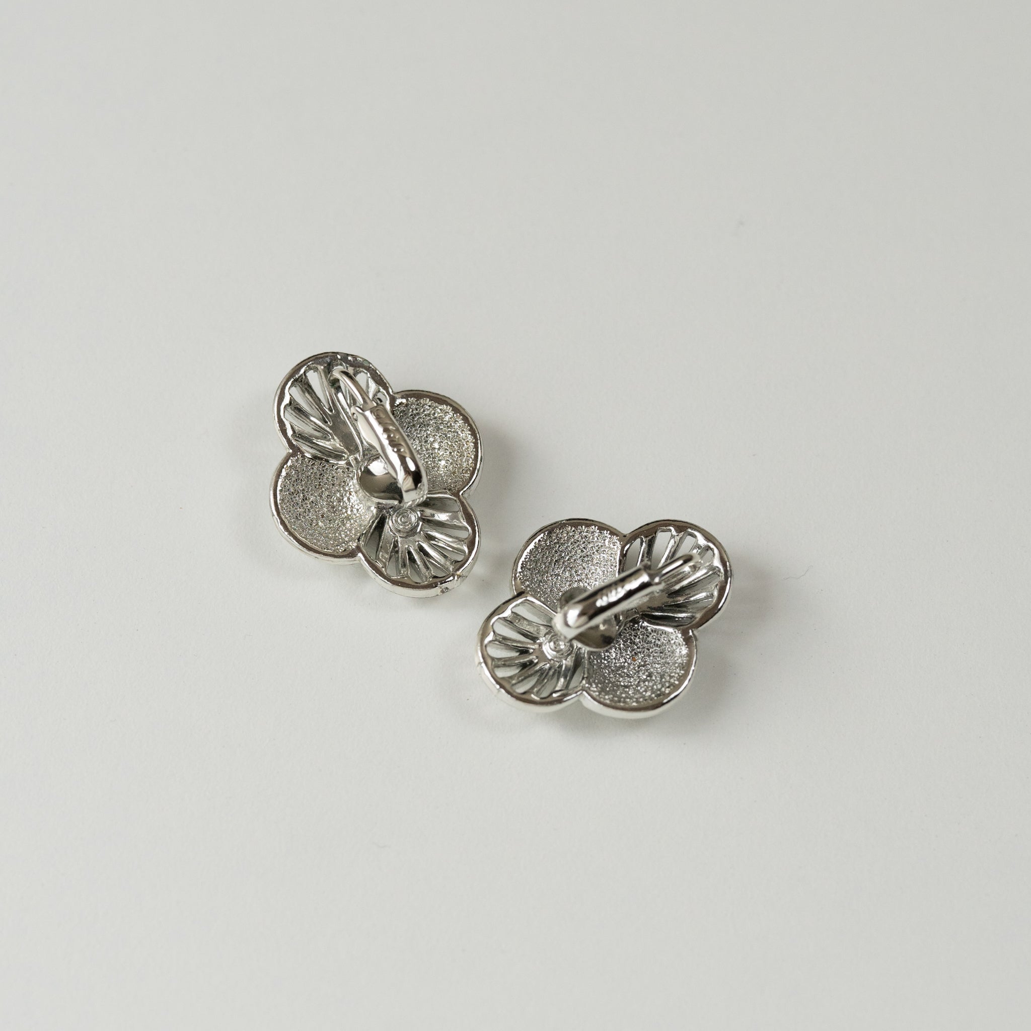 CORO Clover Silver Tone Earrings