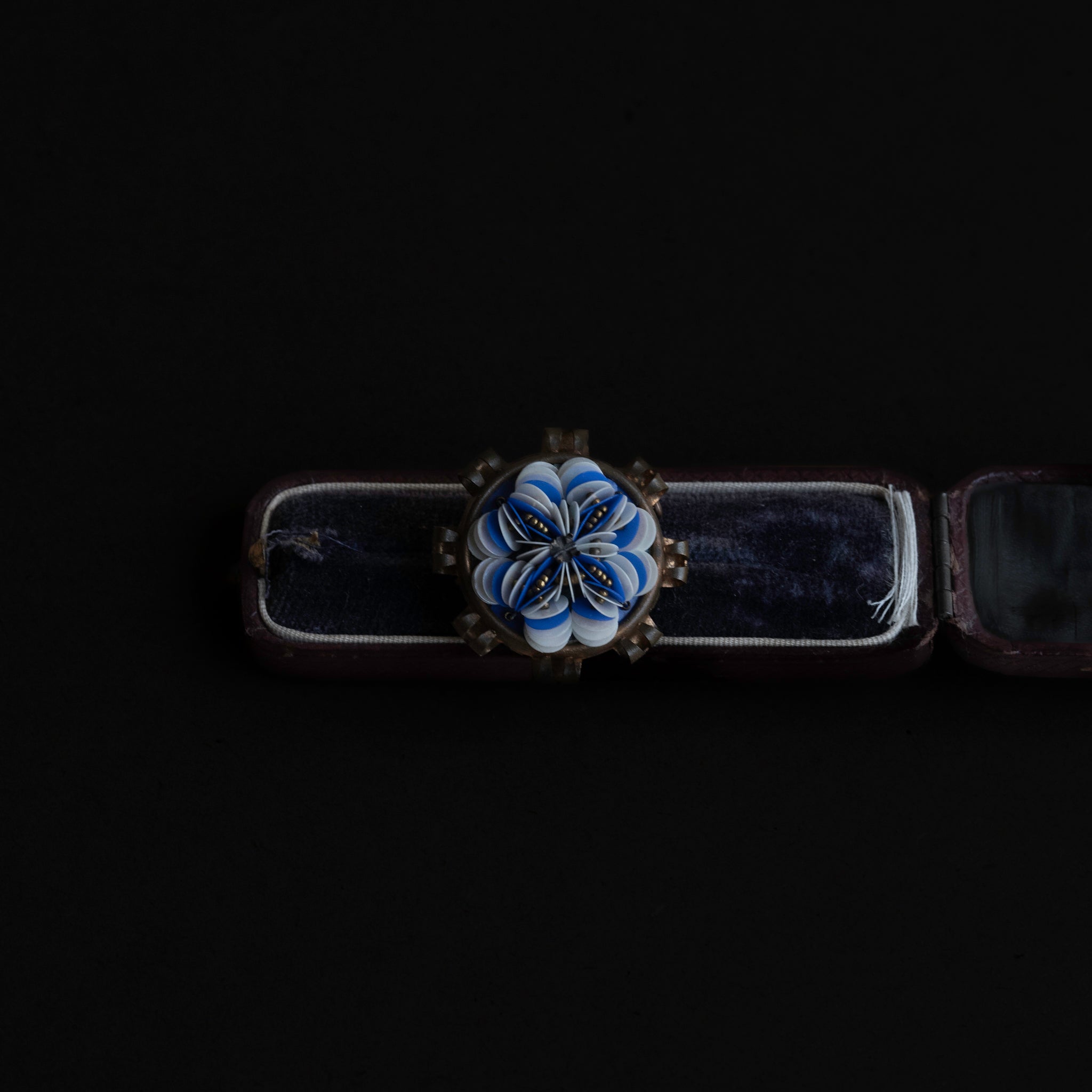 1930s Blue White Flora Brooch