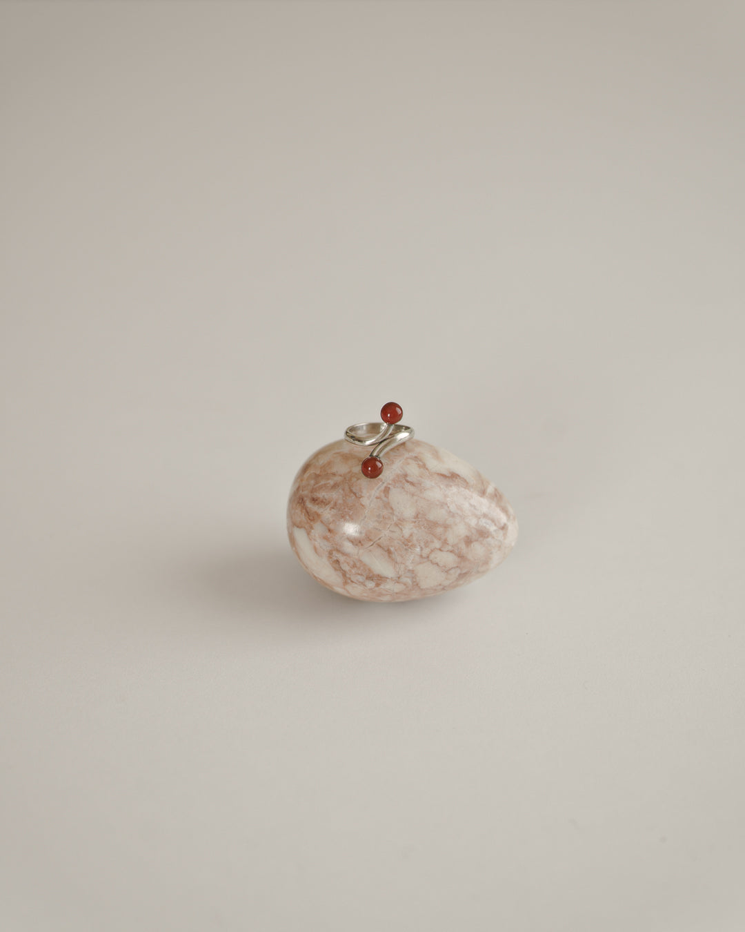 C.1920-1940|Whispered Carnelian Curves French SilverRing
