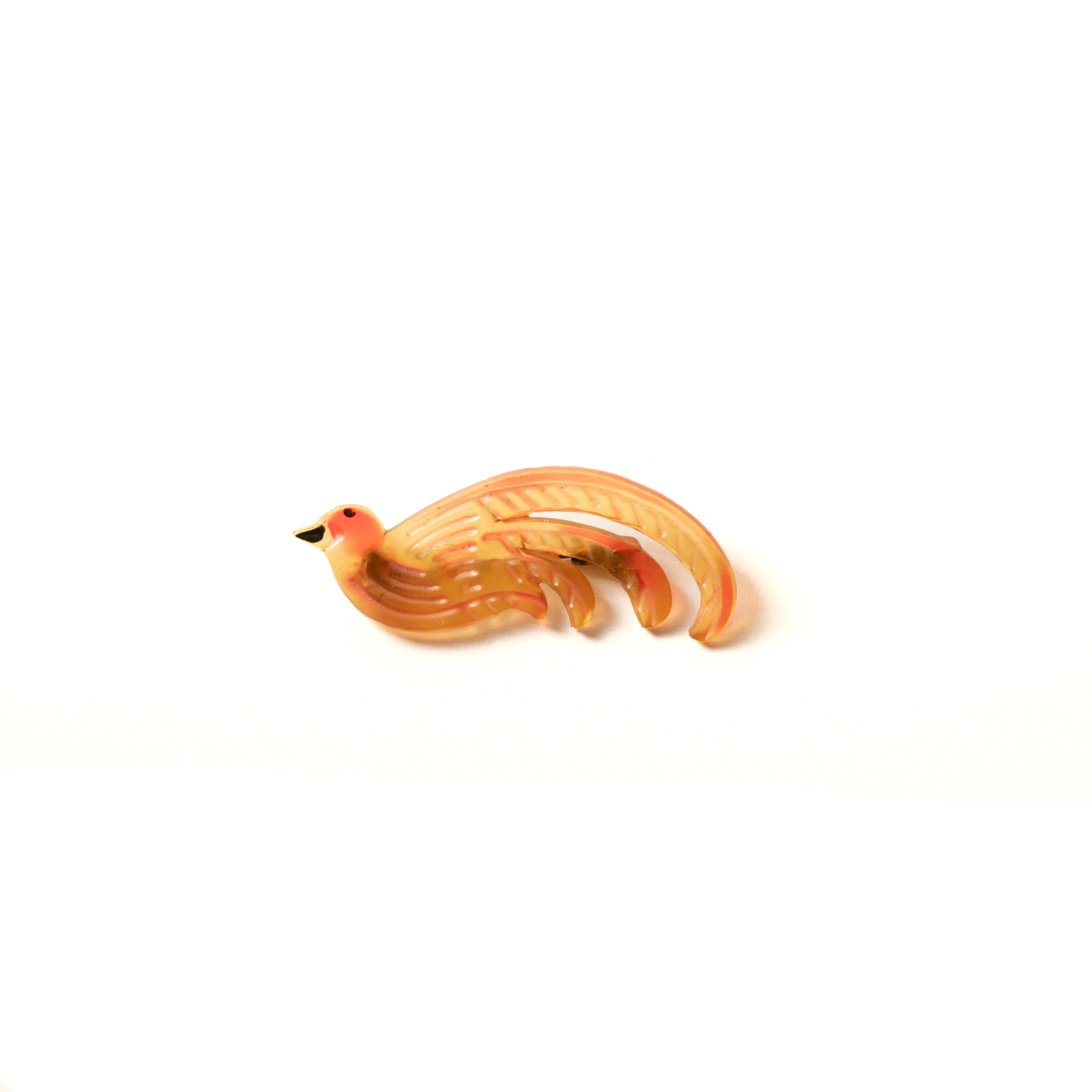 フェザント セルロイド ブローチ