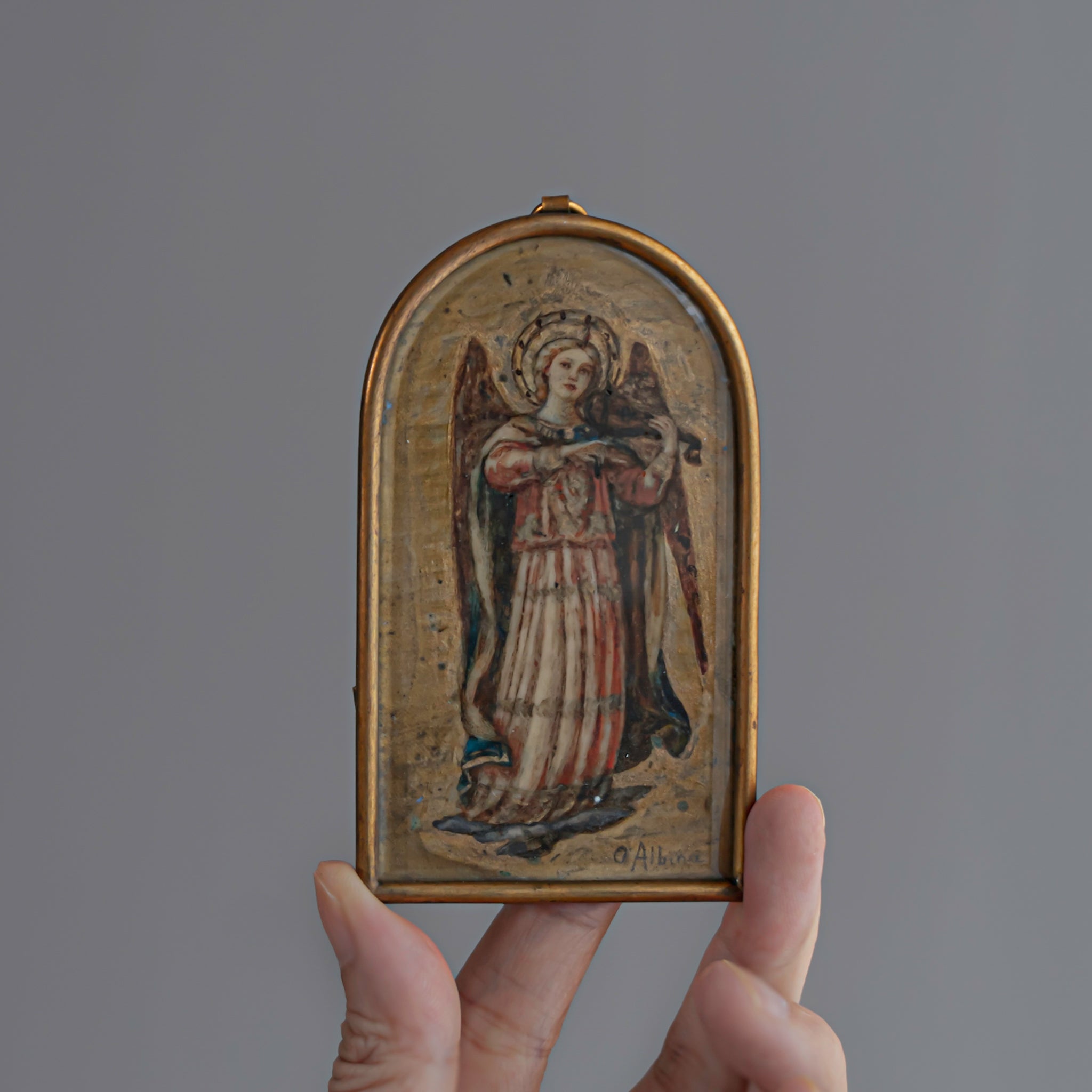 C.1880s|Angel Musicien Painting Pendant