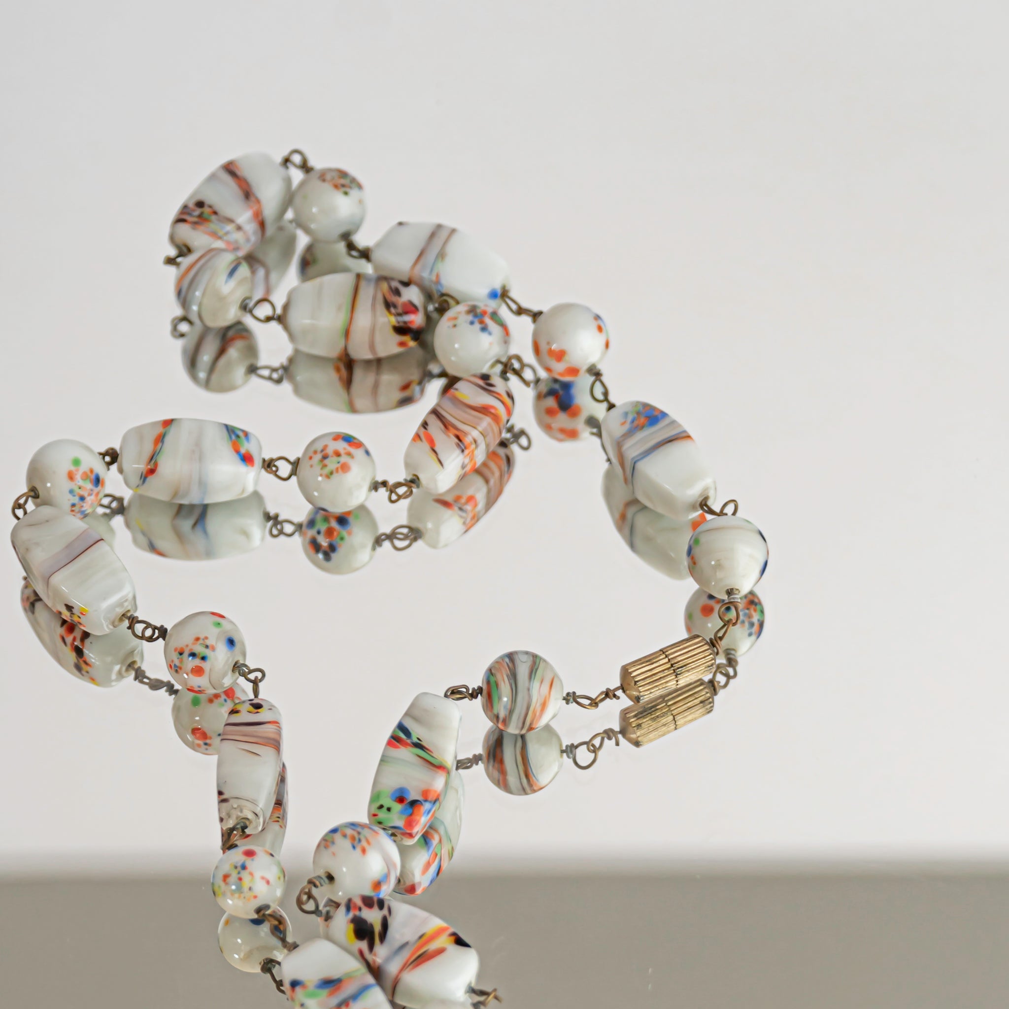 Milky Multi Color Art Glass Necklace