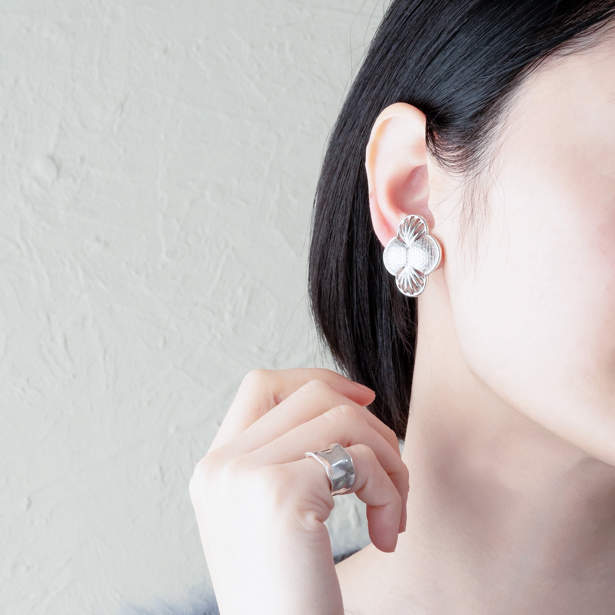 CORO Clover Silver Tone Earrings