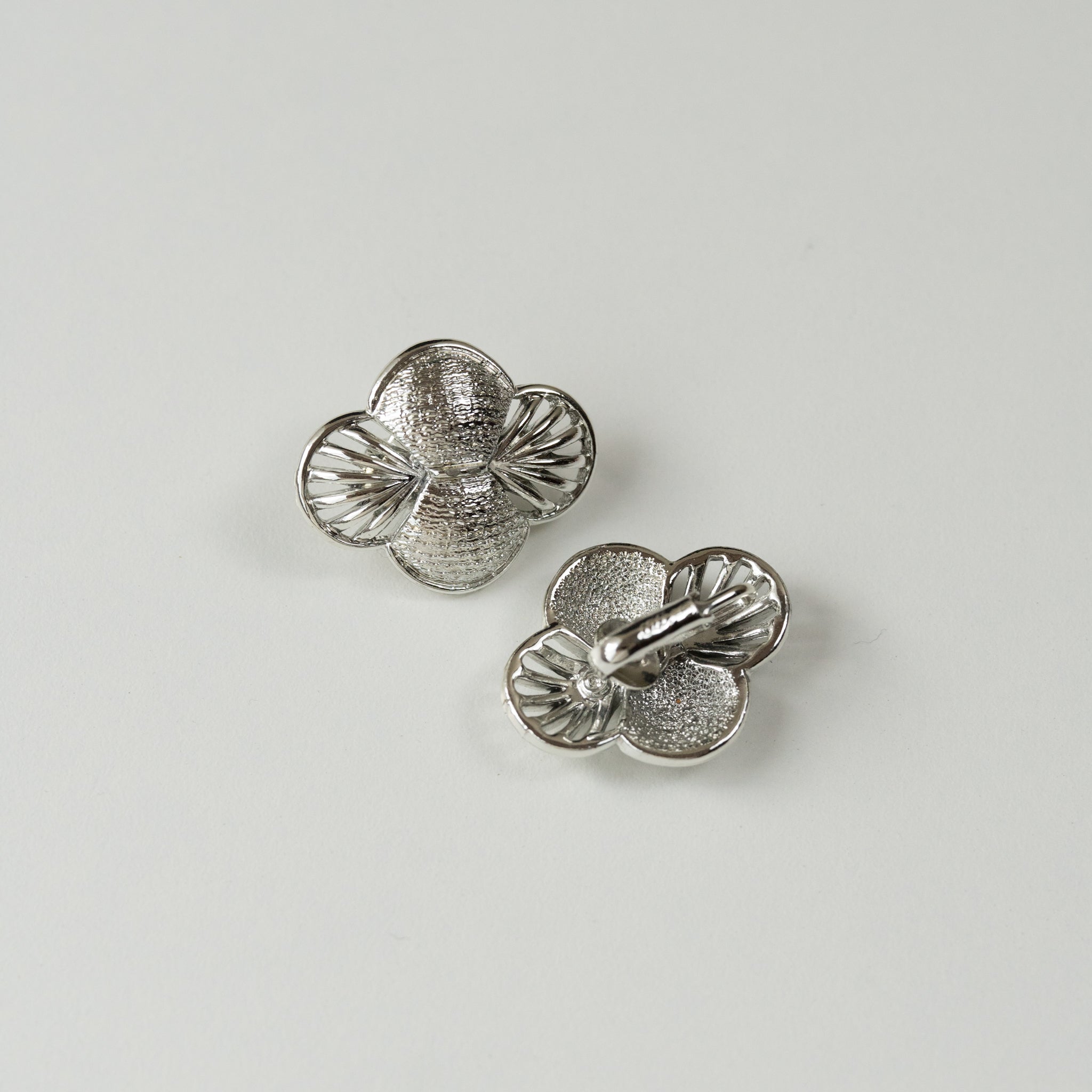 CORO Clover Silver Tone Earrings