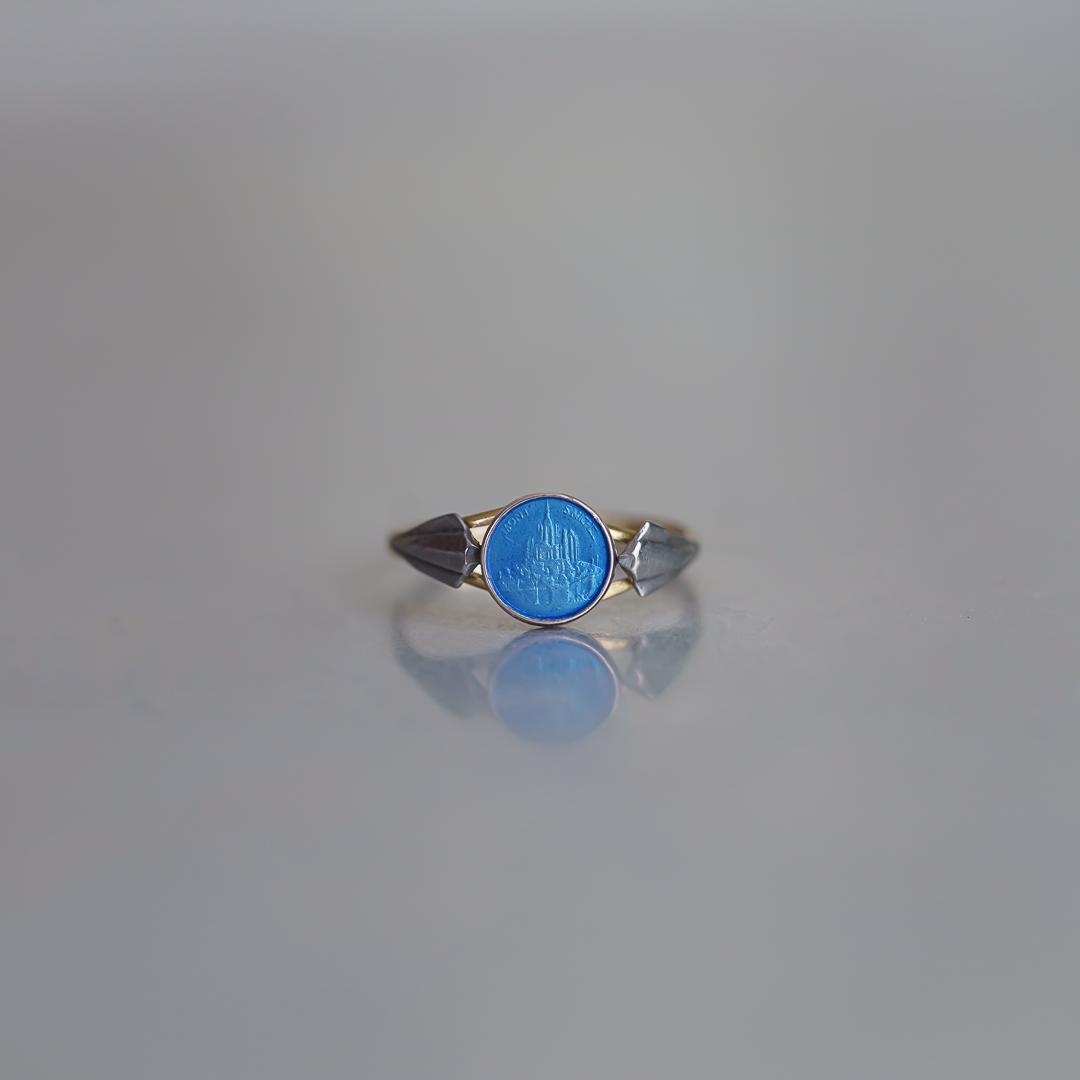 C.1930-1950|Blue Mont Saint-Michel Medaille Ring