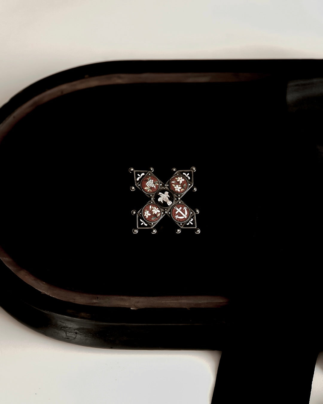 C.1900|Micro‑mosaic cross brooch with symbolic motifs, and a hidden compartment