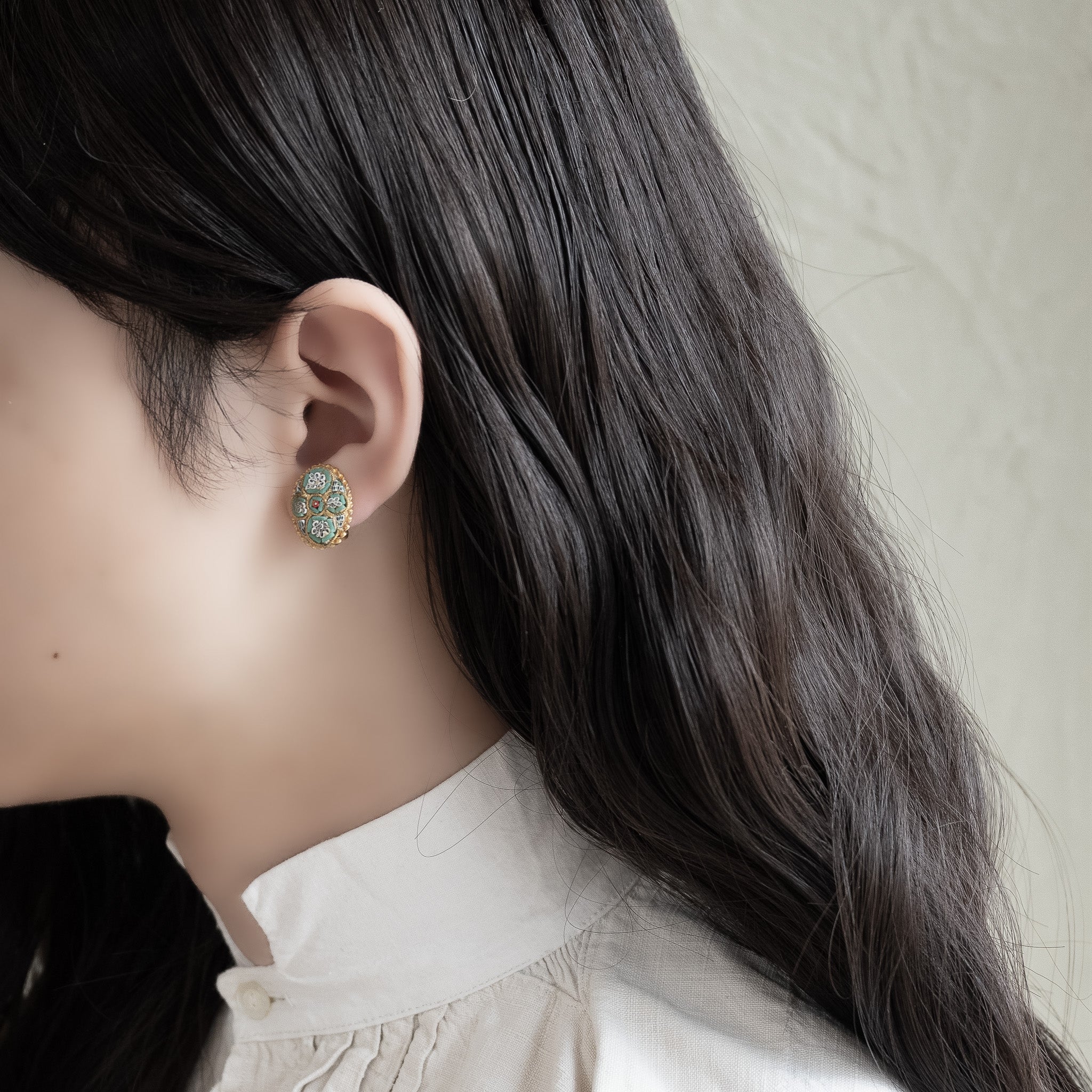 Micro Mosaic Water Lily Earrings