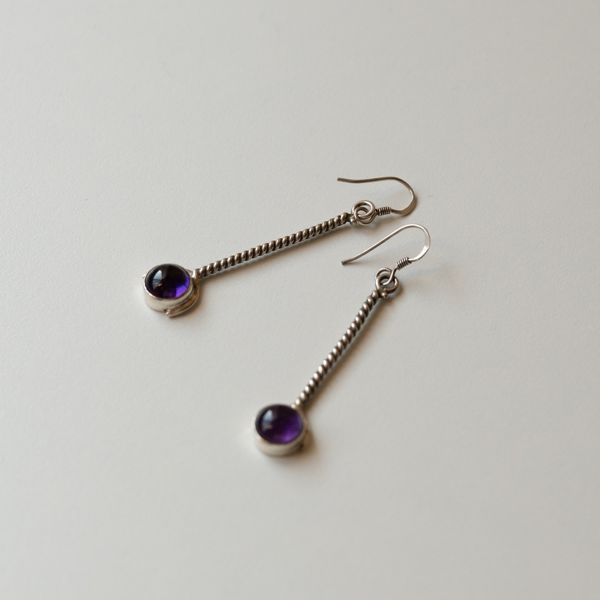 アメジスト シルバーバー ドロップピアス