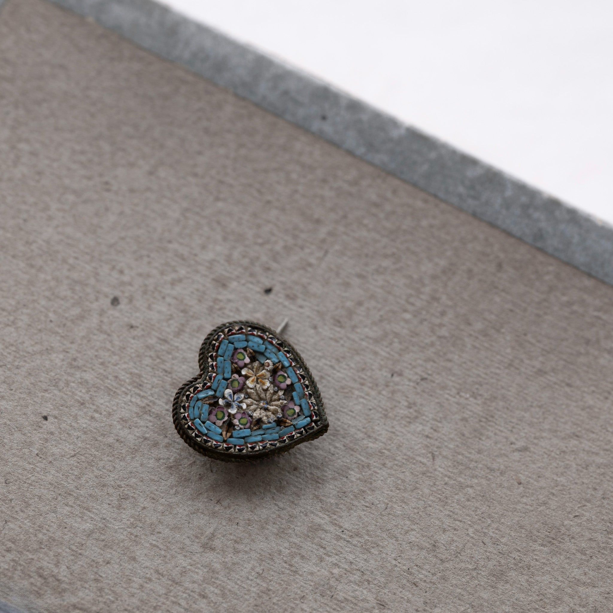 C.1920｜Micro Mosaic Little Turquoise Heart Brooch