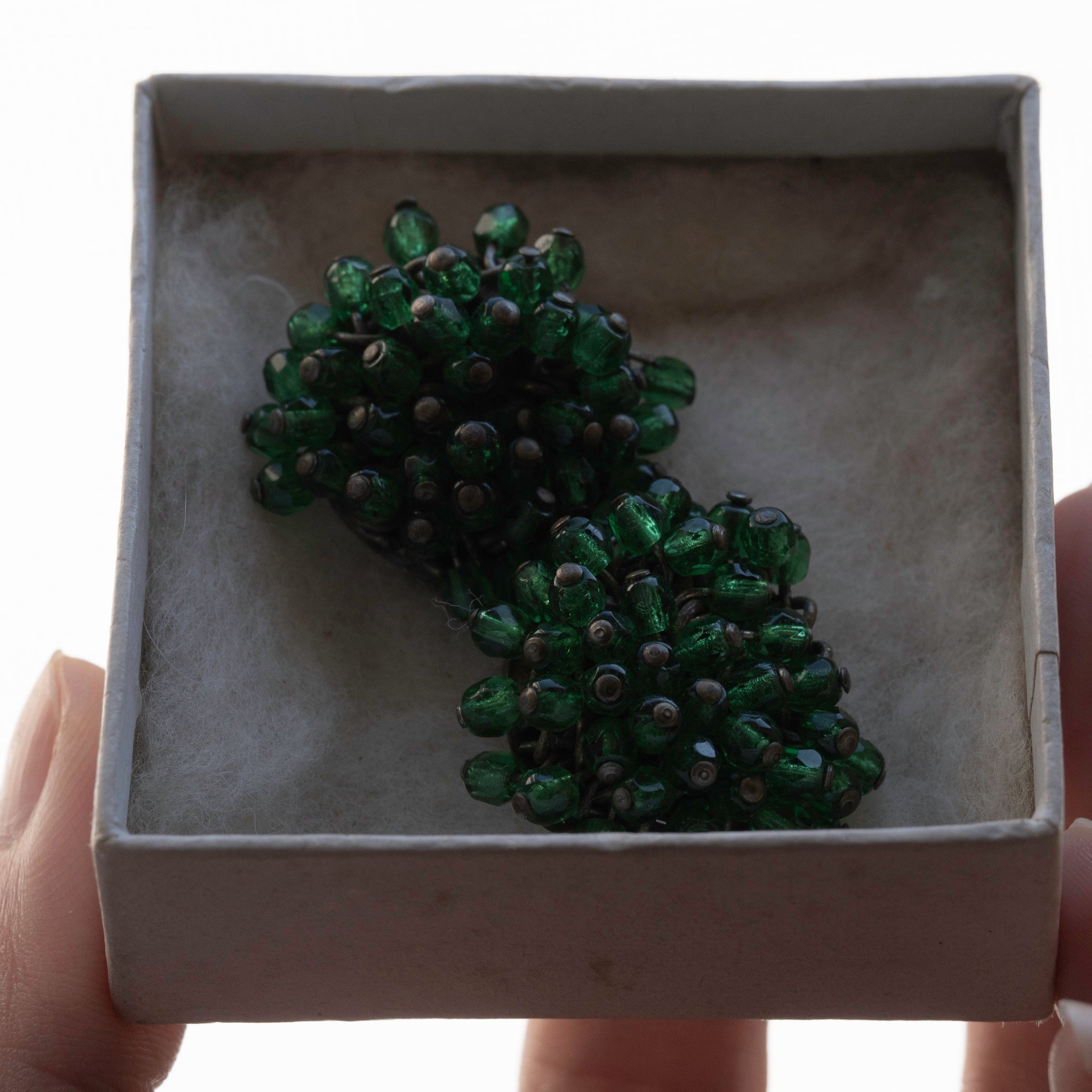 Green Glass Beads Earrings