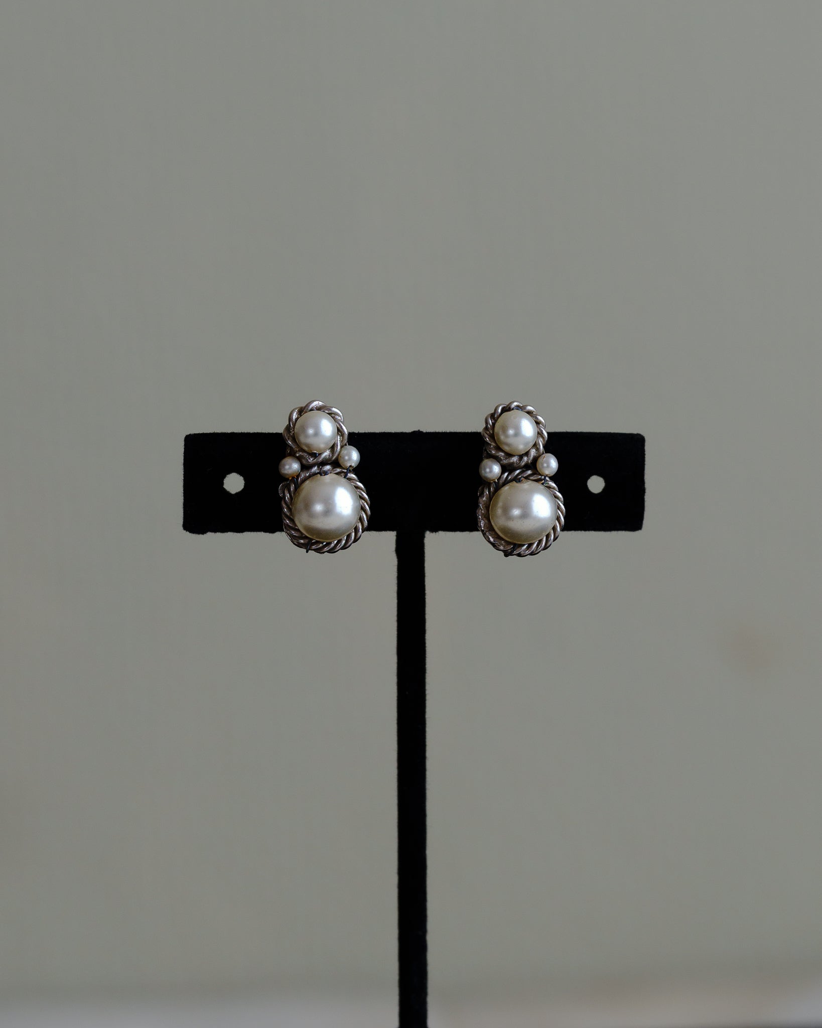 お買い得商店街 C.1950- ダブルパール シルバートーンイヤリング アクセサリー