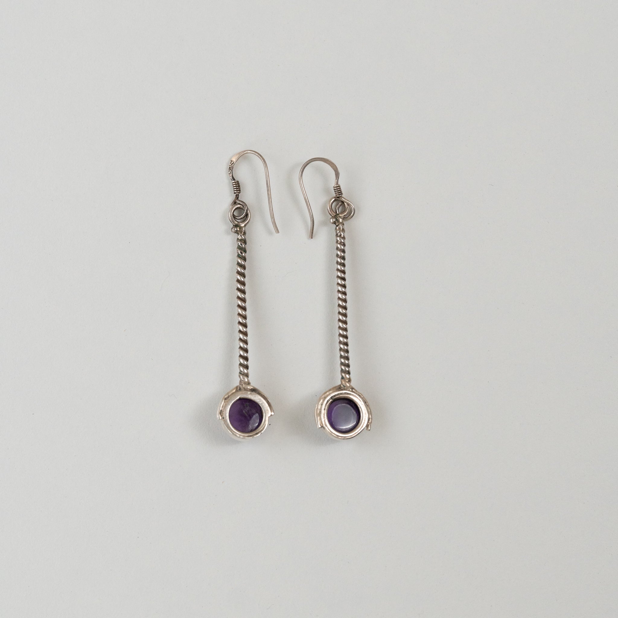アメジスト シルバーバー ドロップピアス