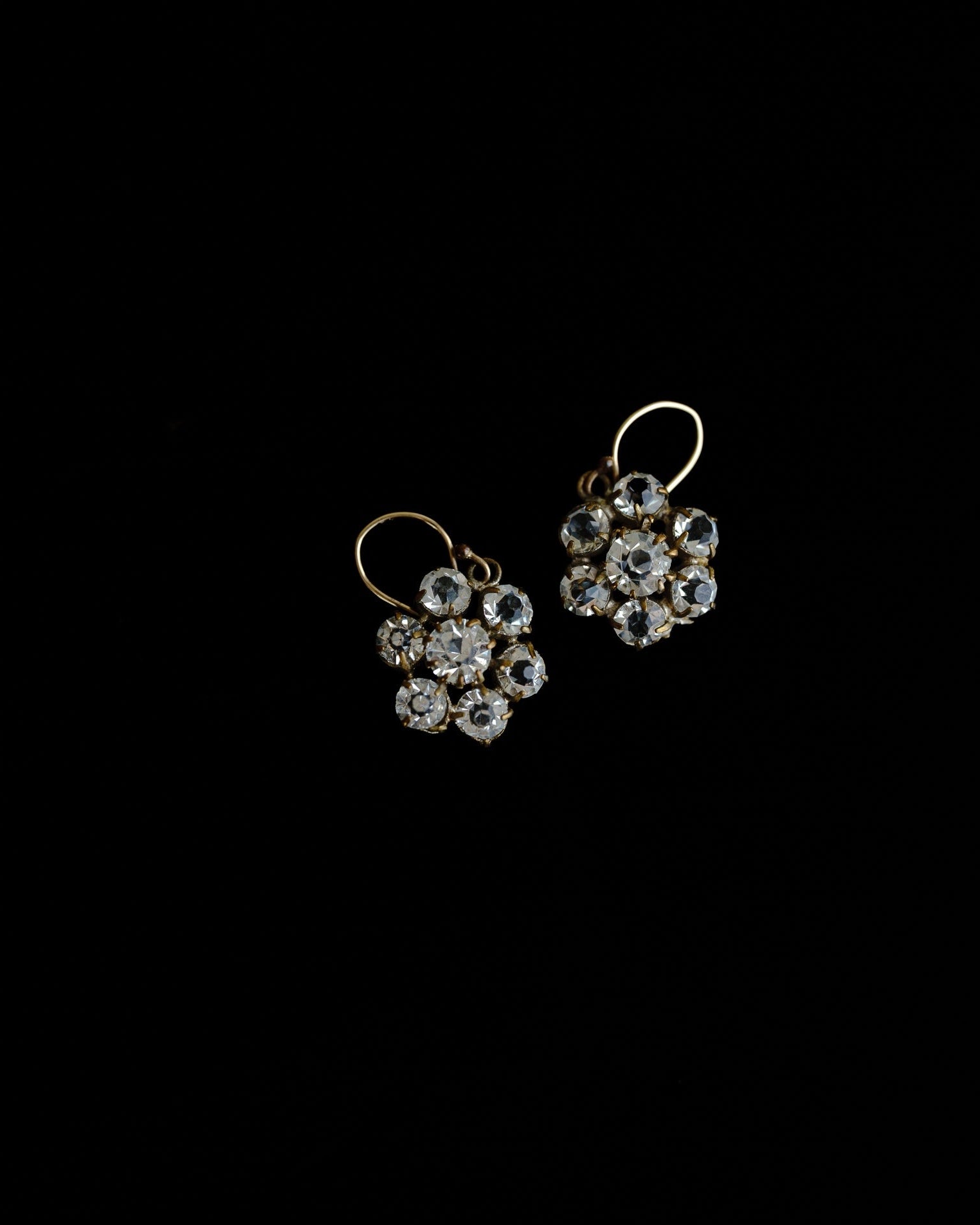 C.1900 ローズカットクリアガラス 18K ゴールド ピアス