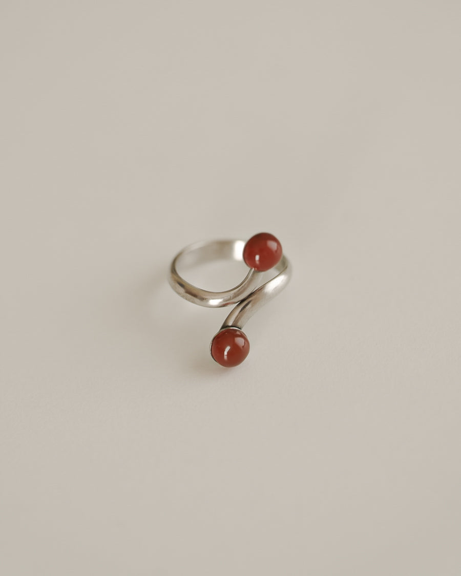 C.1920-1940｜Whispered Carnelian Curves French SilverRing