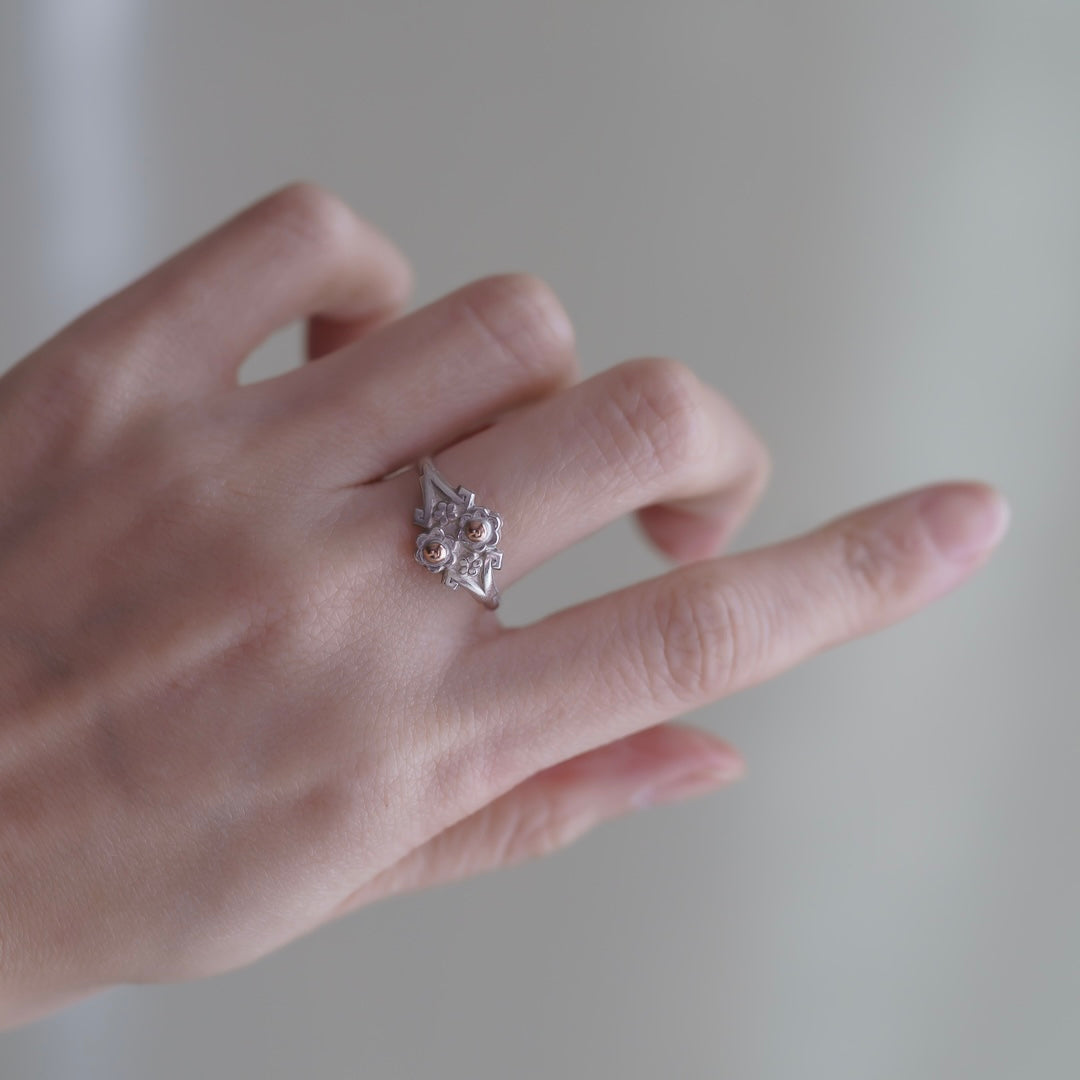 C.1900｜Silver & Rose Gold Winter Blossom Ring +サイズ調整8.5号
