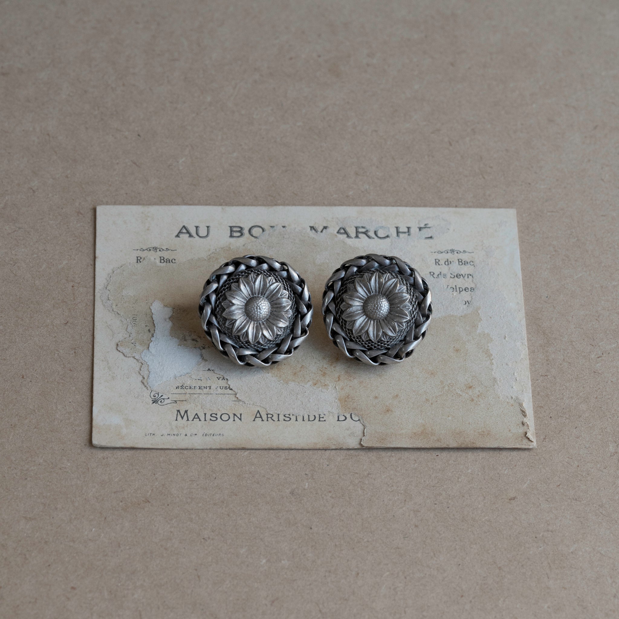 Flower Rope Silver Tone Earrings