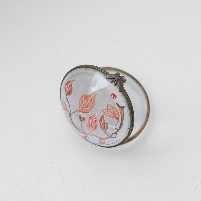 C.1900–1930｜Small Domed Glass Case with Hand-Painted Vine Motif