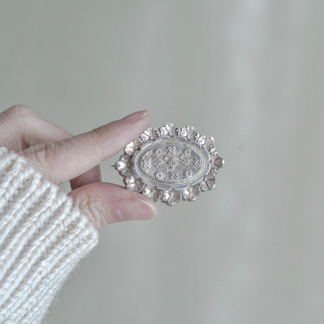 Sterling Silver Brooch with Nordic Forest Motifs