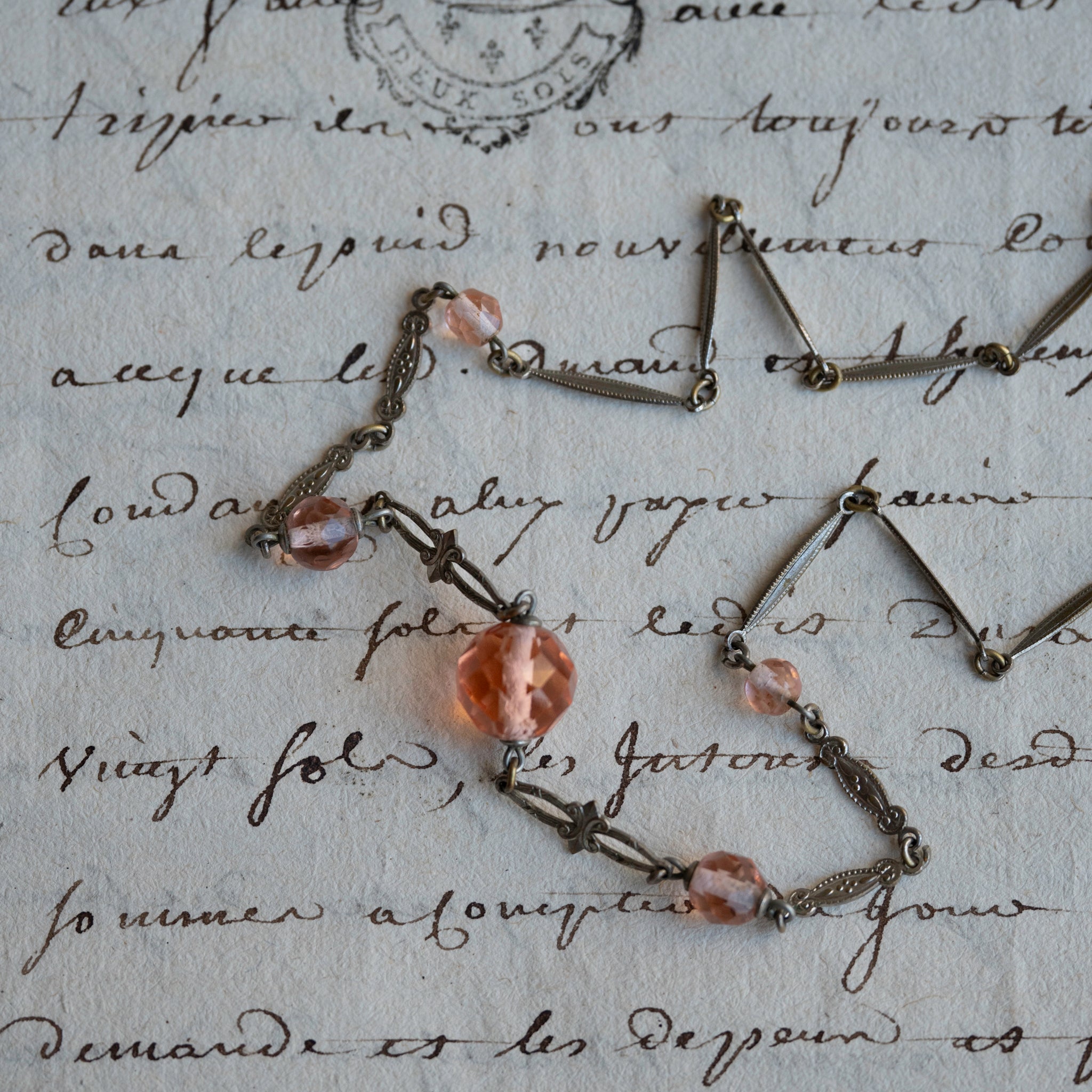 1930s Peach Orange Glass Necklace