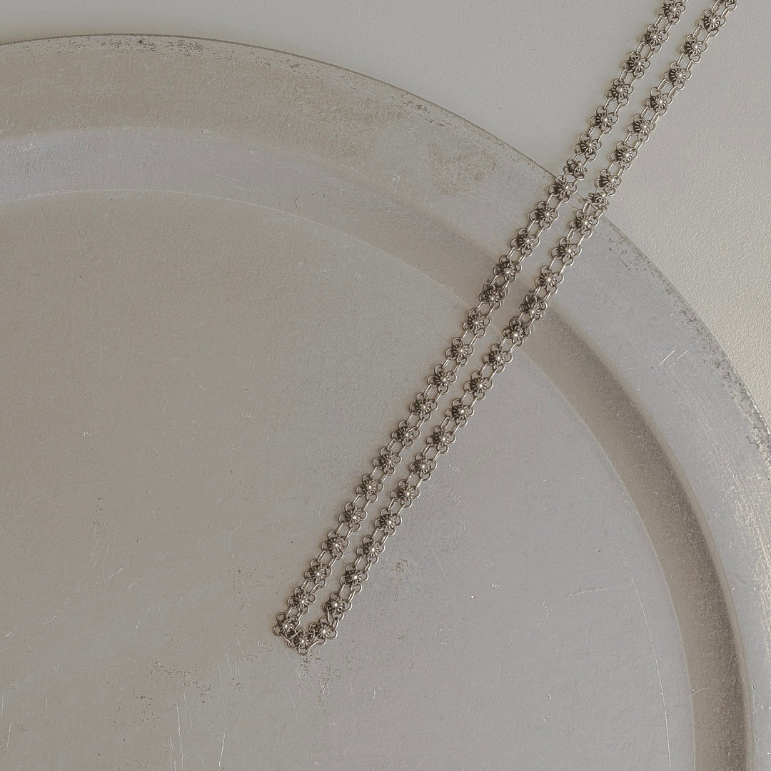 C.1950-｜Silver Flower-Link Vintage Chain Necklace
