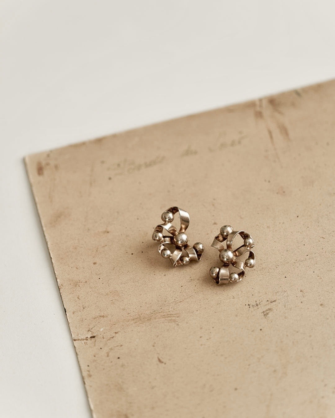 C.1950-｜Structural Ribbon Silver Earrings