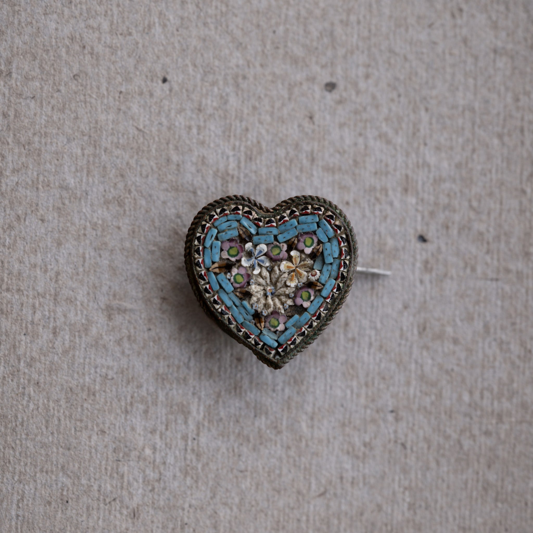 C.1920｜Micro Mosaic Little Turquoise Heart Brooch