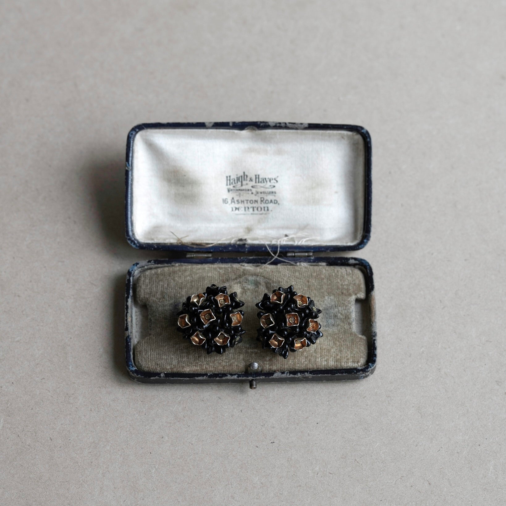 Black Hydrangea Glass Earrings