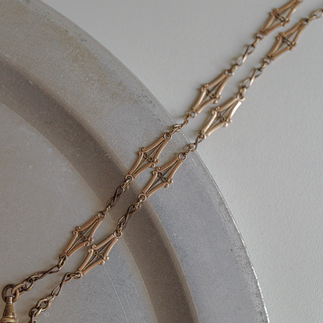 C.1900-1915｜Art Nouveau Filigree Link Albert Chain