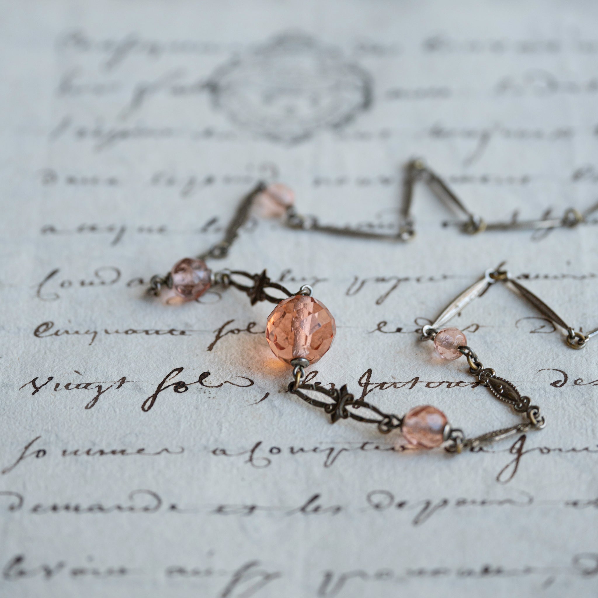 1930s Peach Orange Glass Necklace