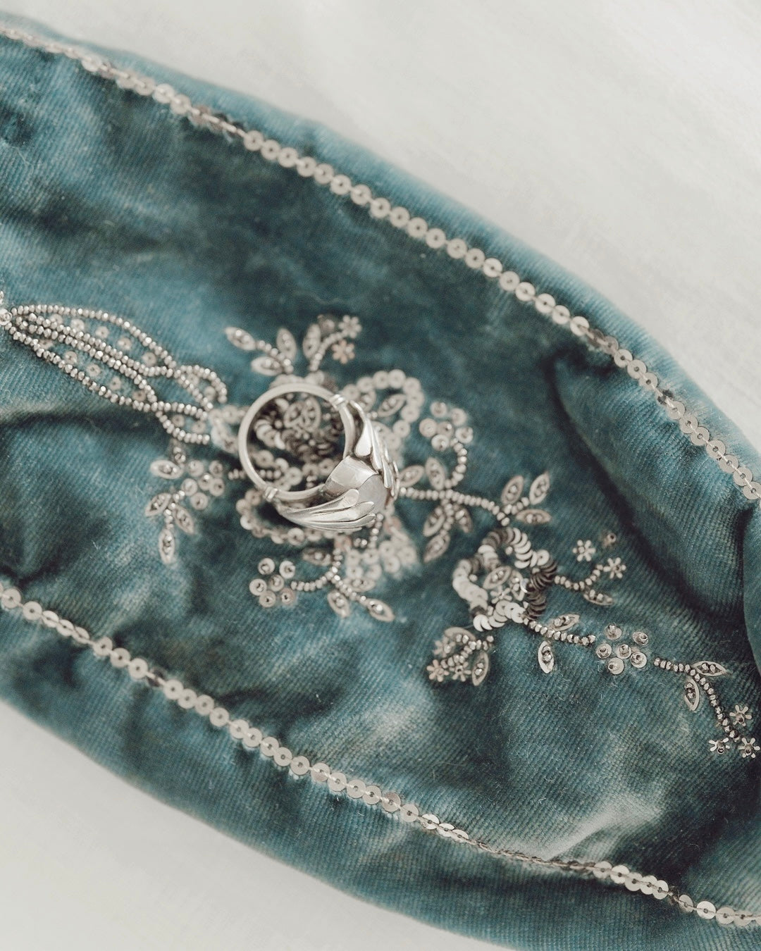 C.1970 | French Silver Angel Wings Ring with Moonstone