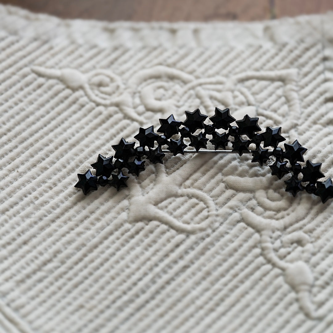 C.1900 Hexagram Black Glass Star Brooch